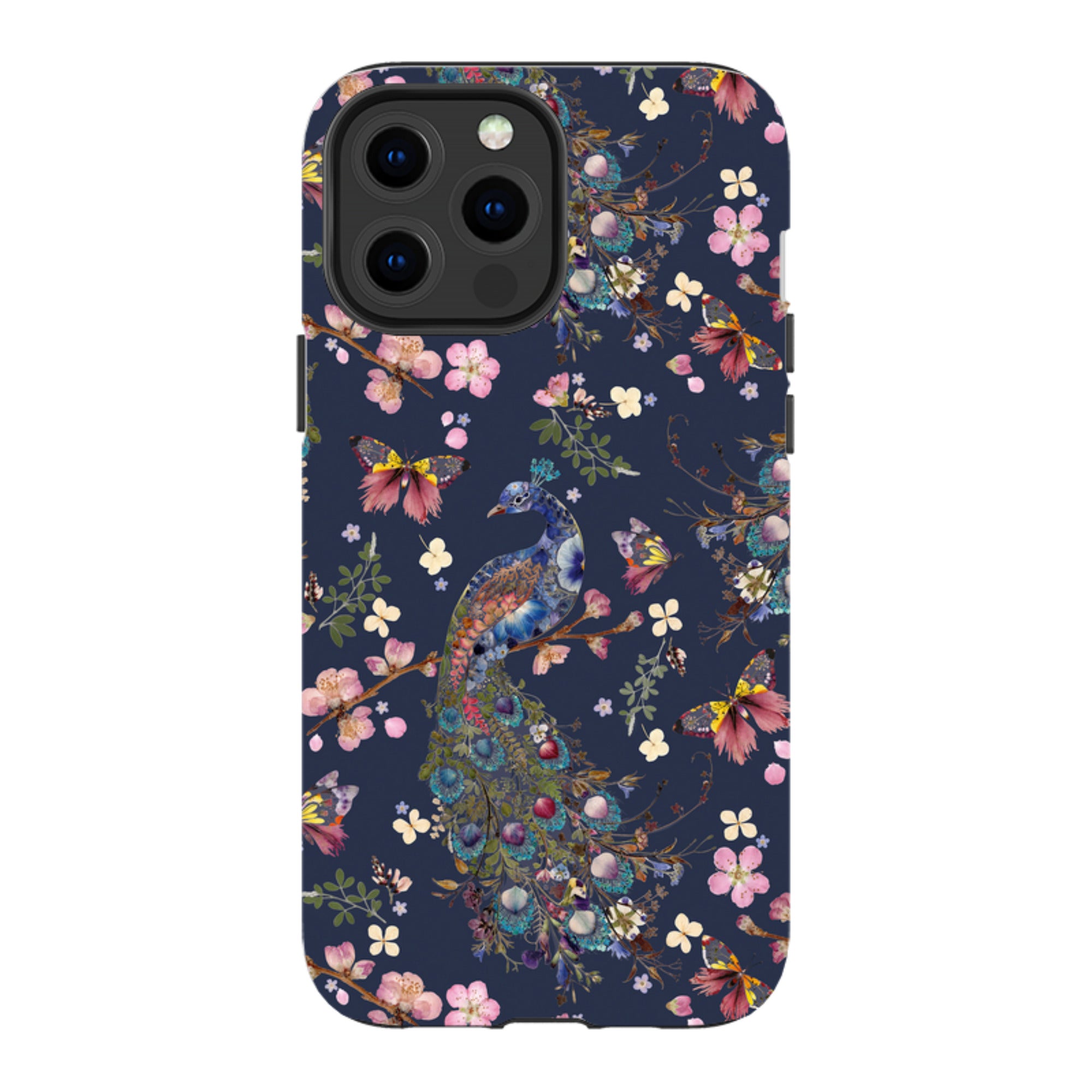iPhone MagSafe Tough Case -  Peacock and Cherry Blossoms Iris By Helen Ahpornsiri