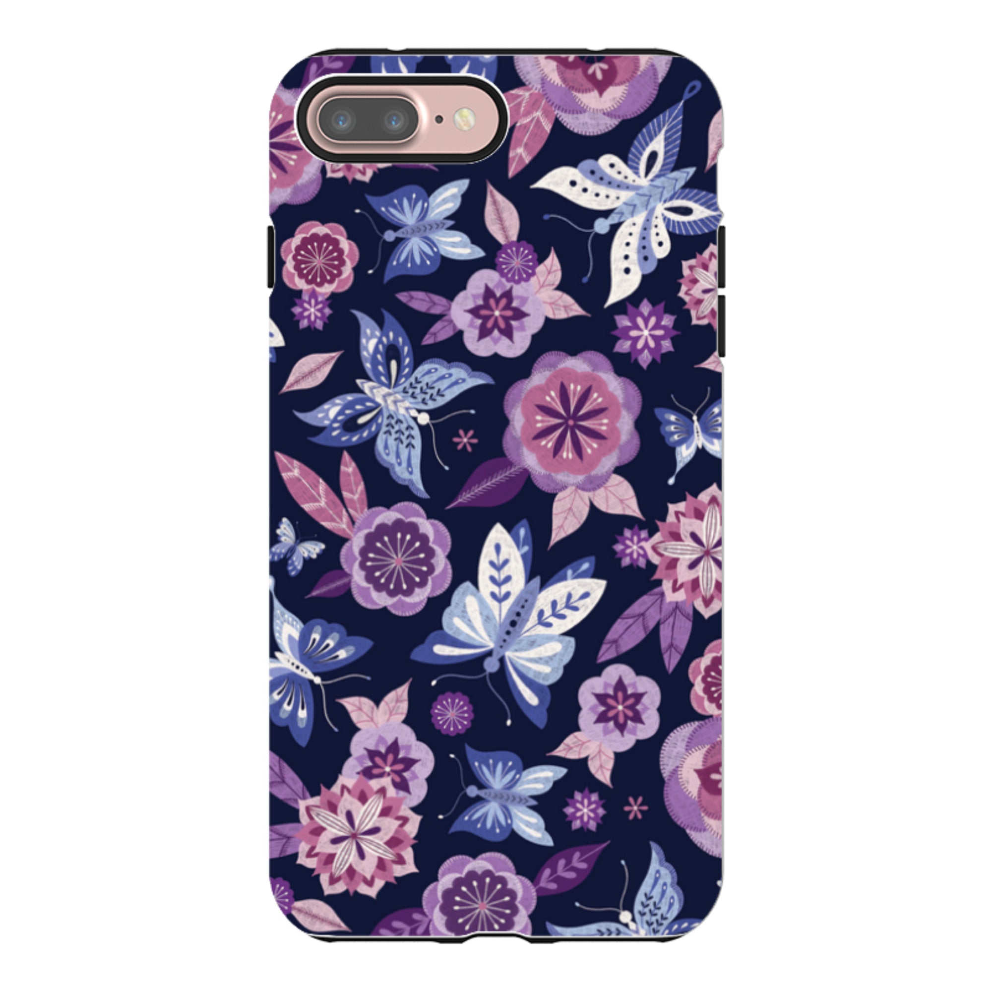 iPhone Tough Case - Butterfly Blooms Navy By Jenny Zemanek