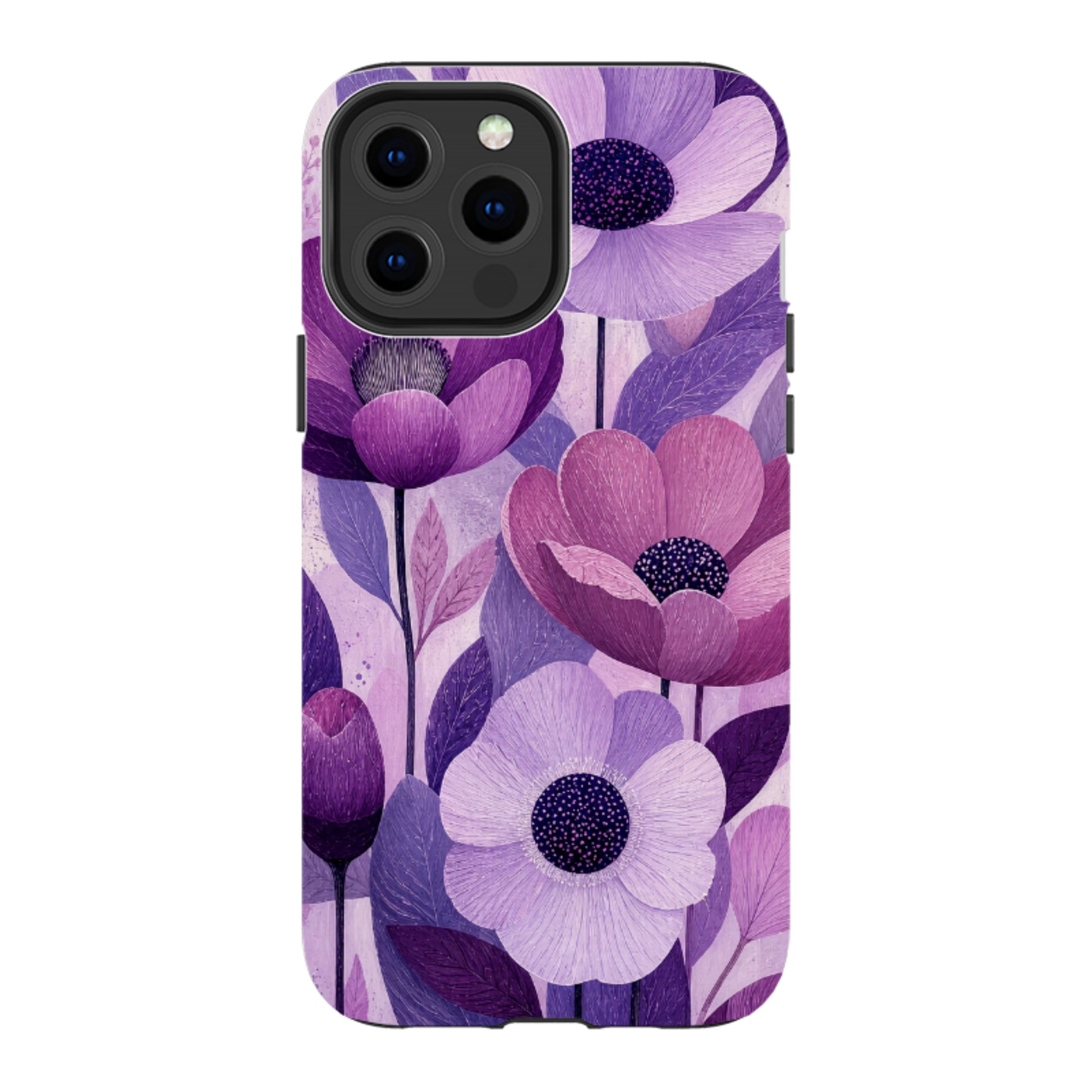 iPhone Tough Case - Purple Woodgrain Floral