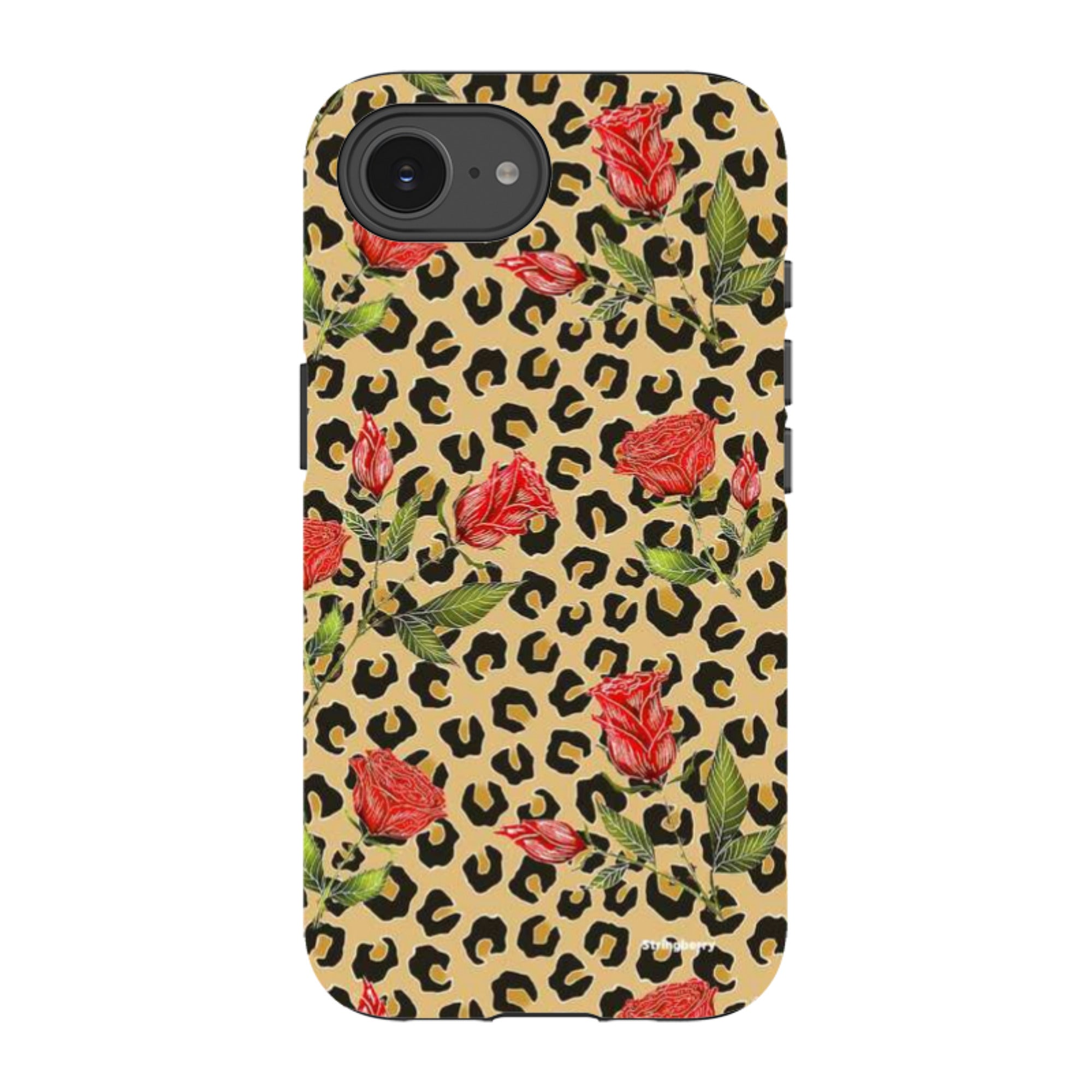 iPhone Tough Case - Leopard Print Rose Pattern By Catherine Rowe