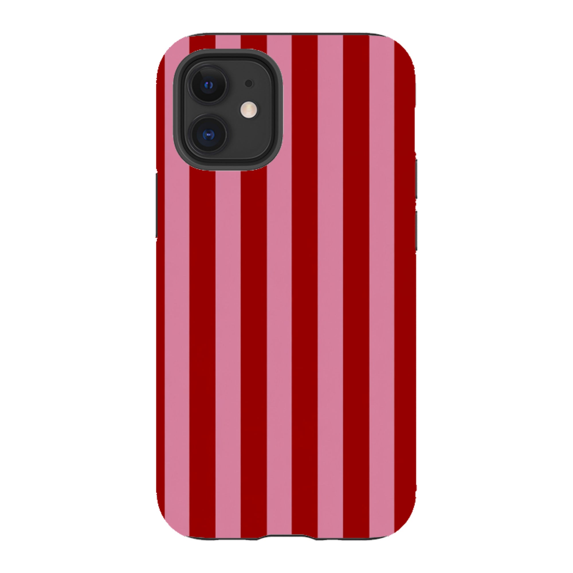 iPhone Tough Case - Burgundy & Pink Stripe