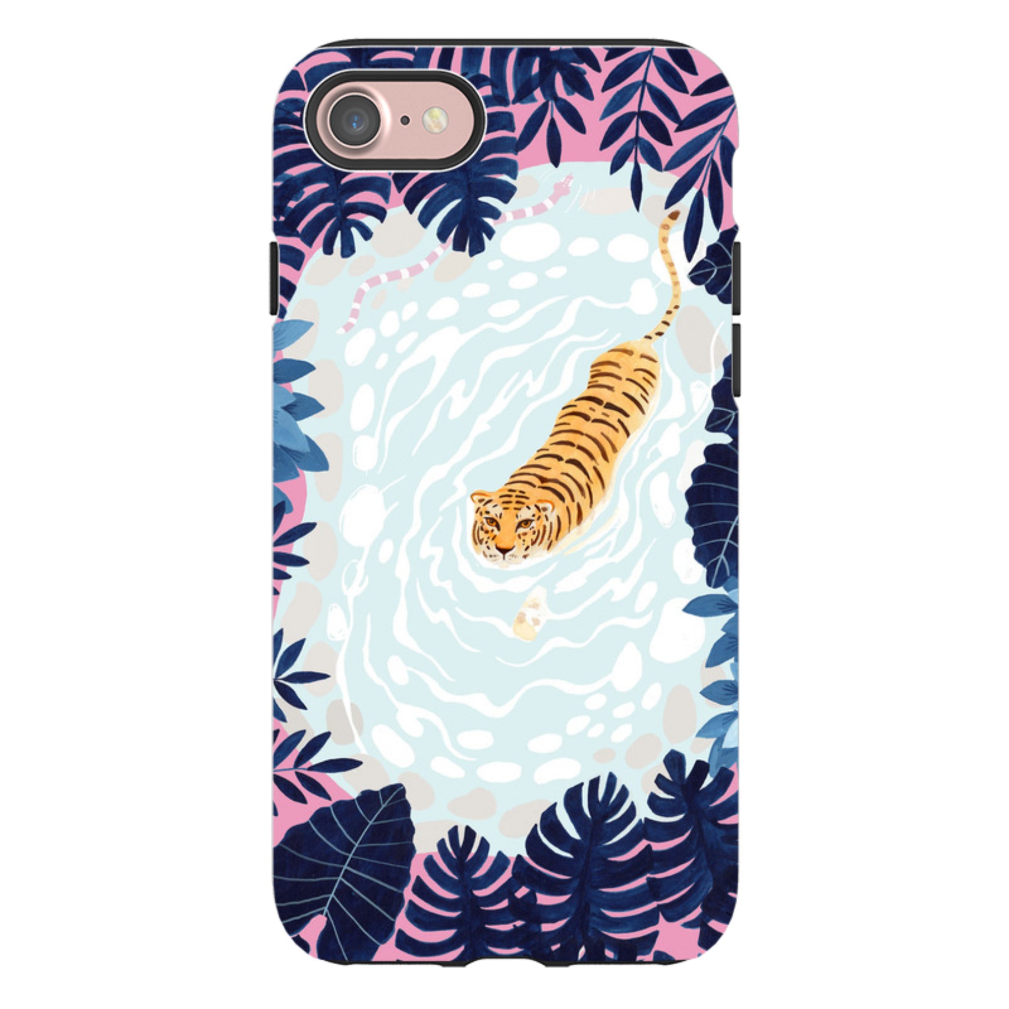 iPhone Tough Case - Swimming Tiger By Bex Parkin