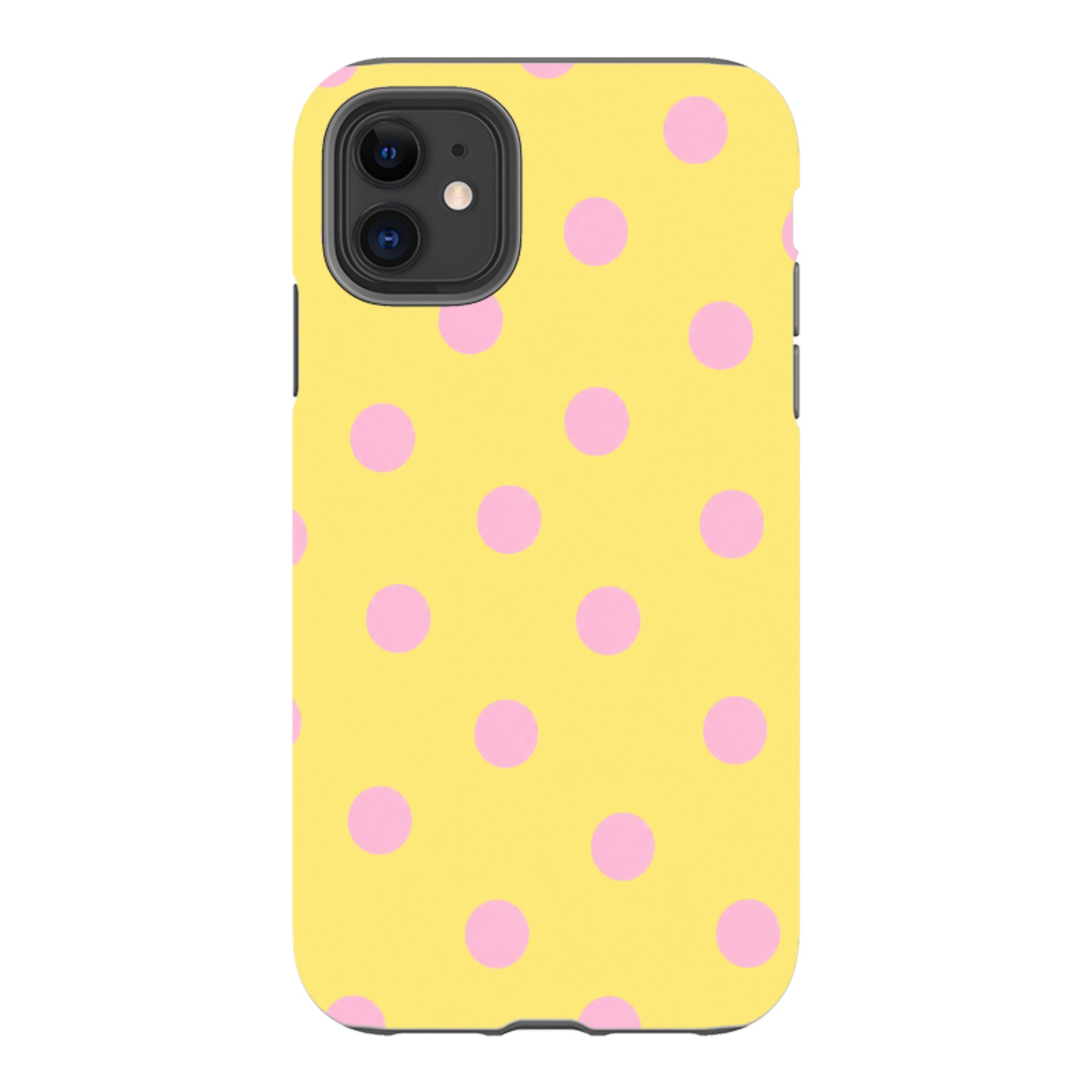 iPhone Tough Case - Yellow & Pink Polka Dot