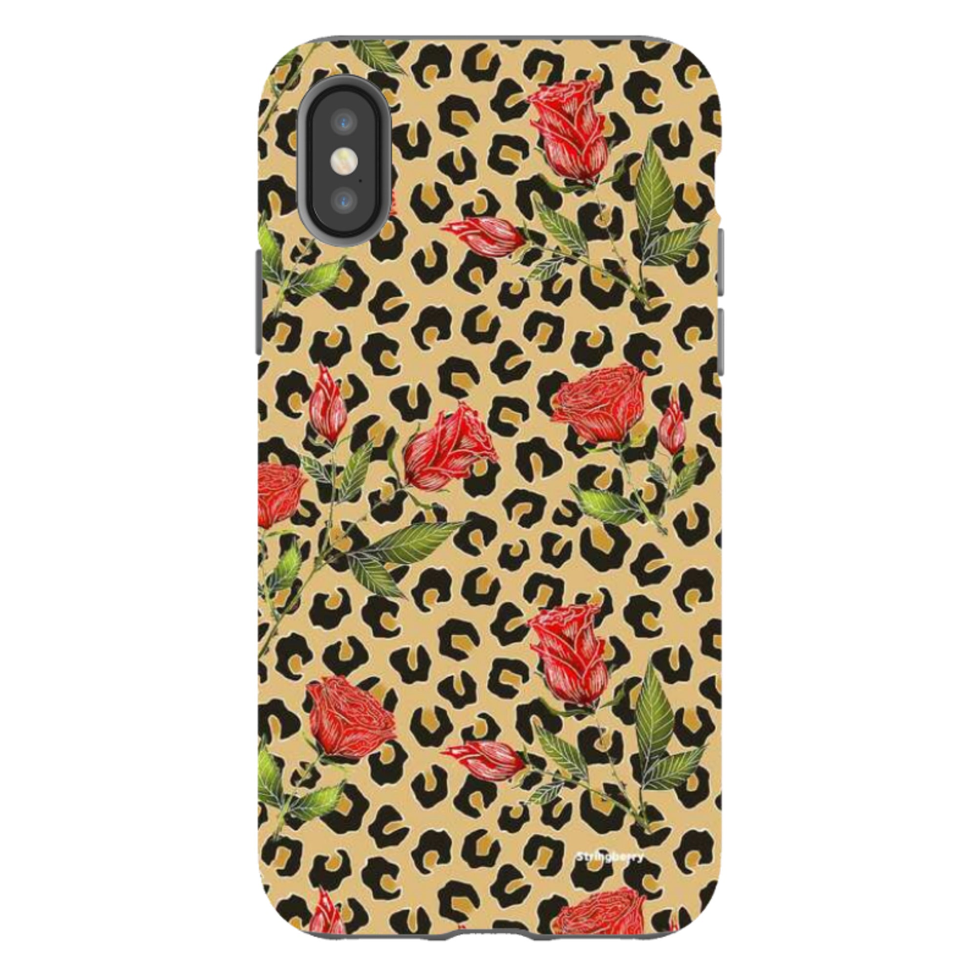 iPhone Tough Case - Leopard Print Rose Pattern By Catherine Rowe