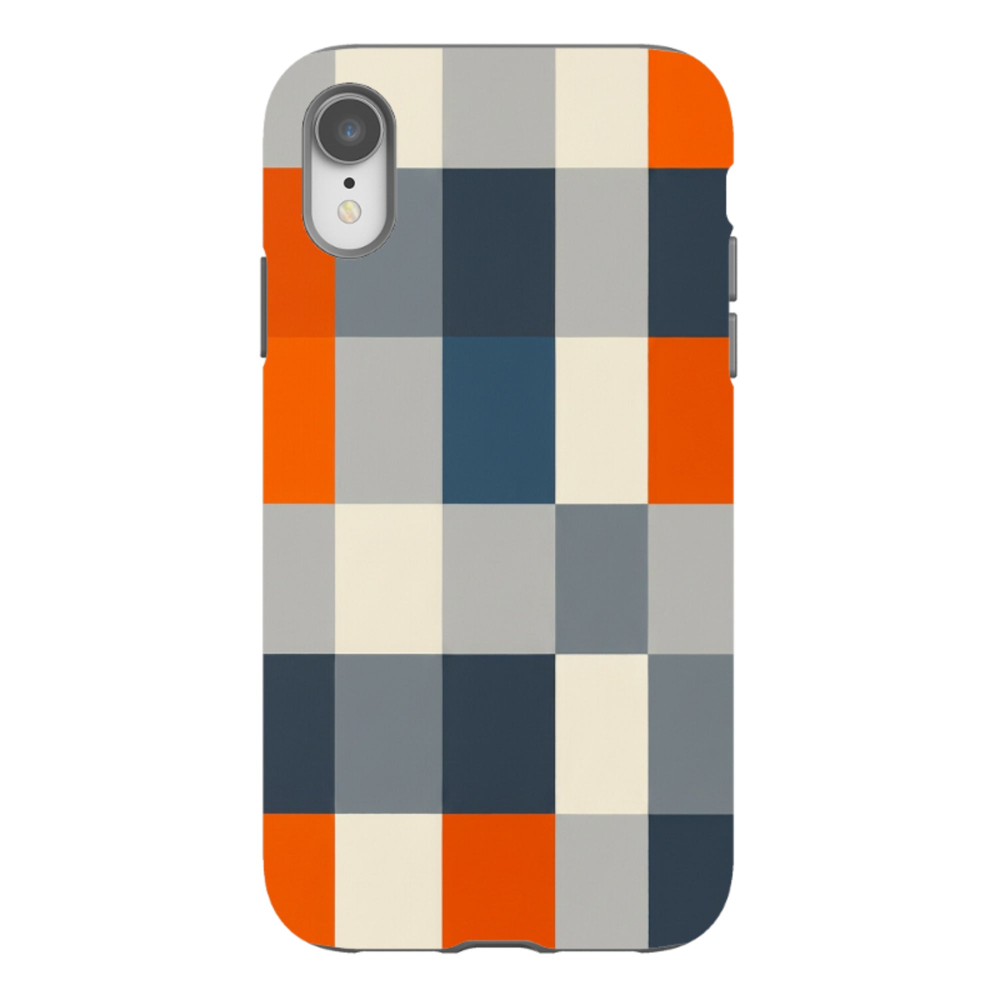 iPhone Tough Case - Navy Blue & Orange Plaid