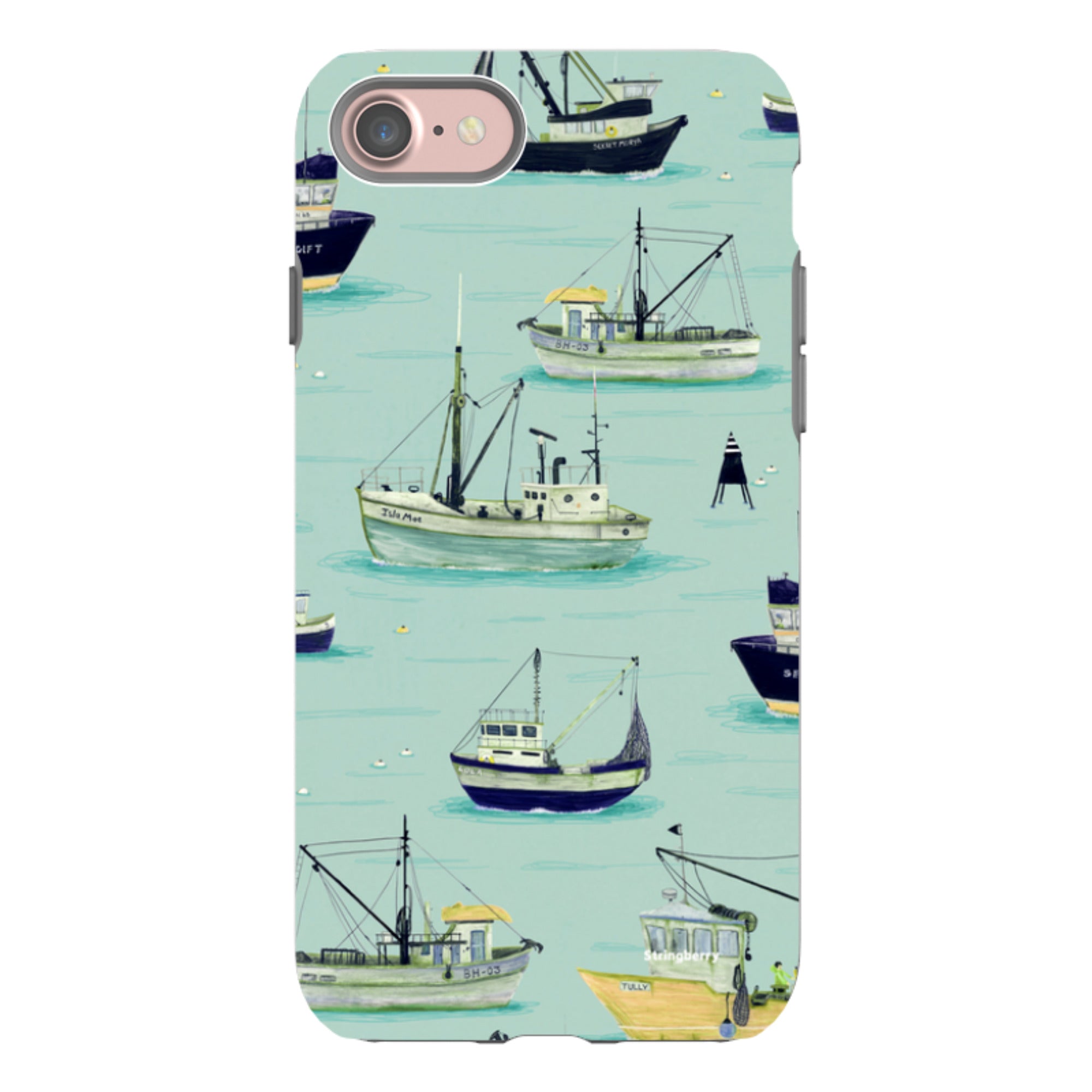 iPhone Tough Case - Fishing Boats Blue By Katherine Quinn