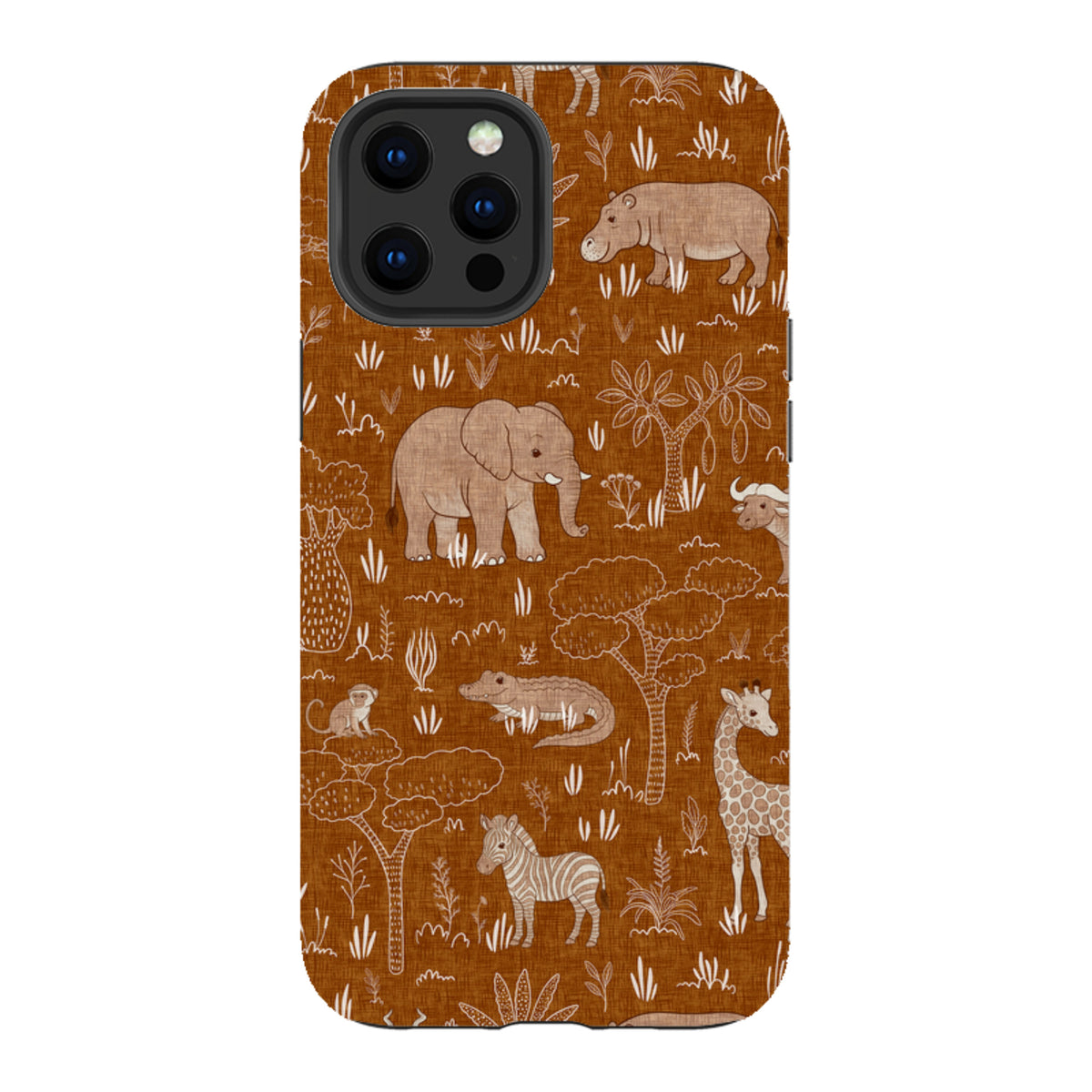 iPhone Tough Case - Savanna Wildlife - Rust By Katherine Quinn