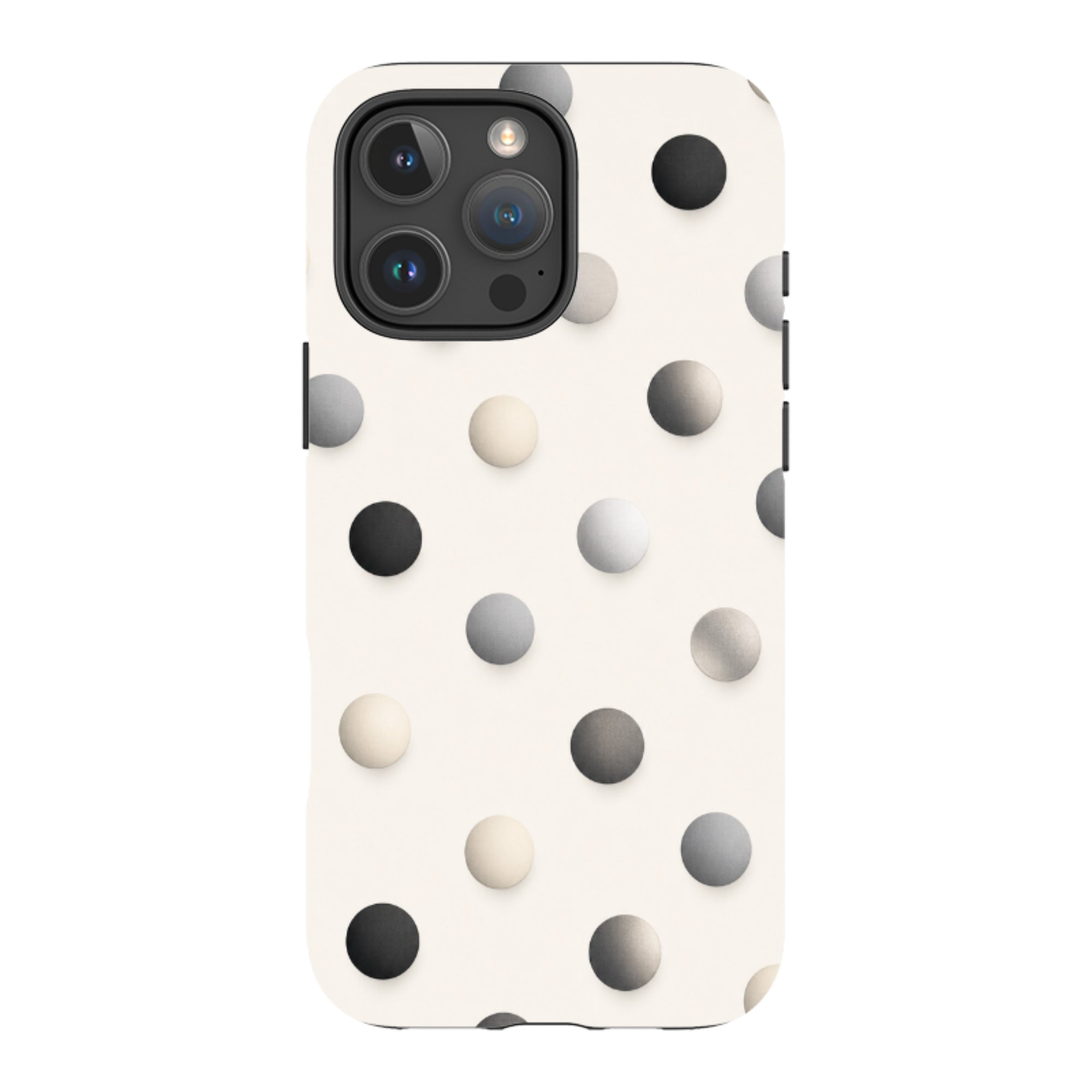 iPhone MagSafe Tough Case - Cream & Grey Polka Dot