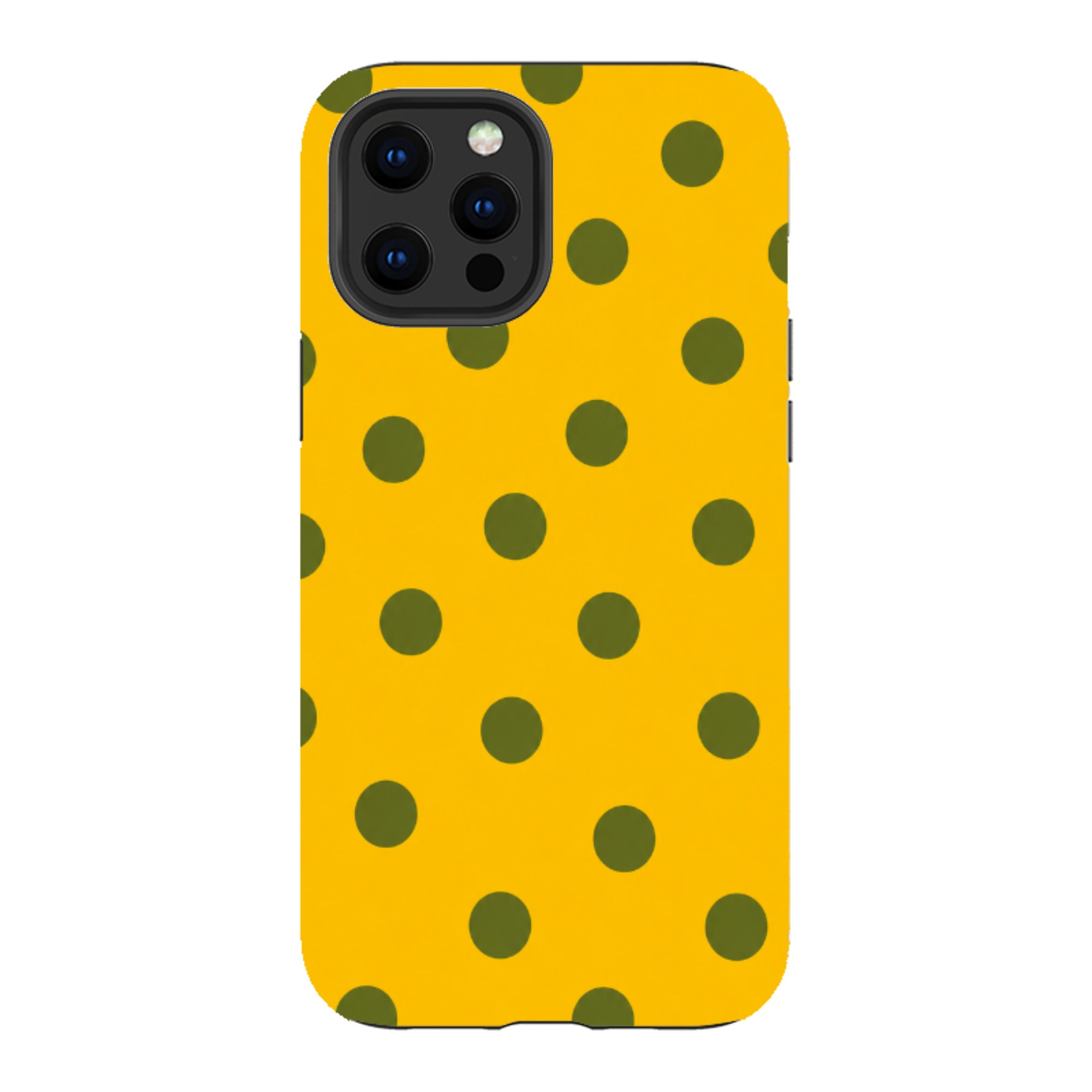 iPhone Tough Case - Mustard Yellow & Olive Green Polka Dot