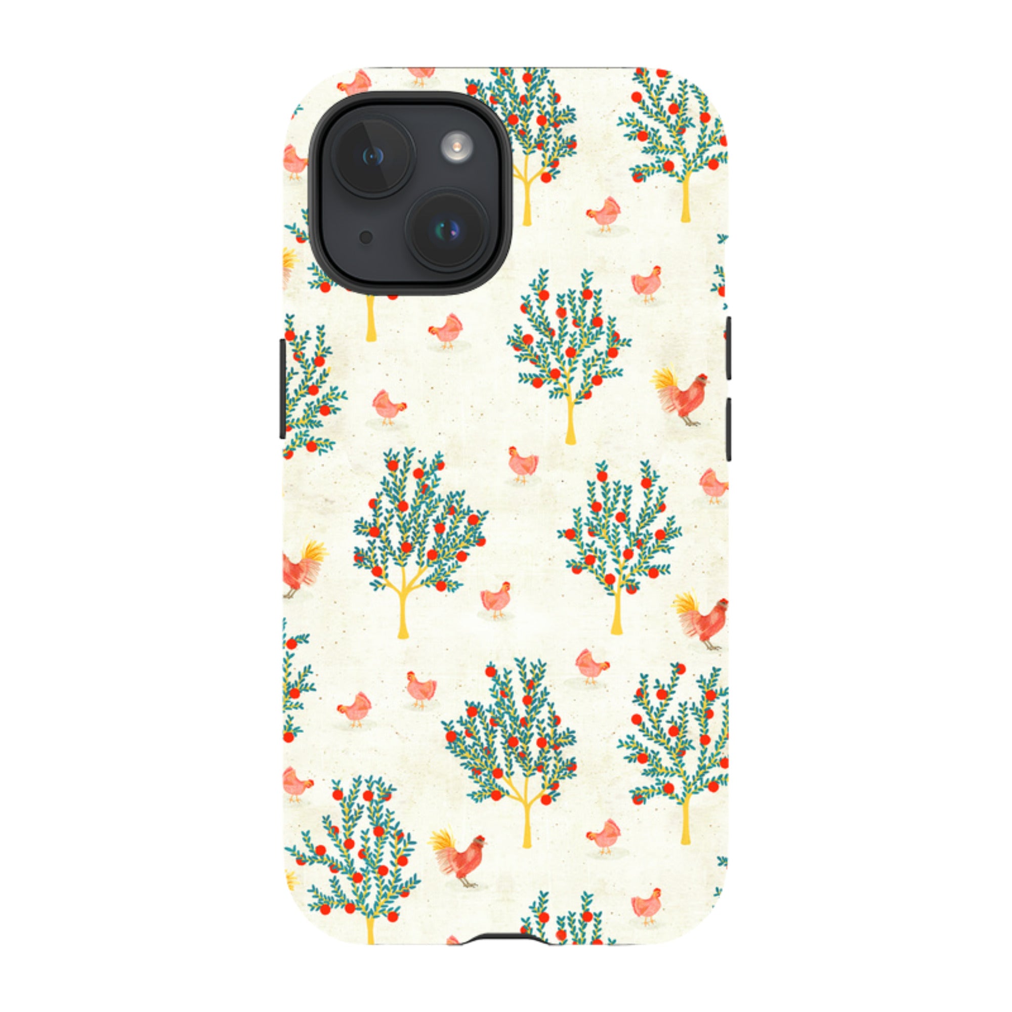 iPhone Tough Case - Apple Trees and Chickens Cream By Katherine Quinn