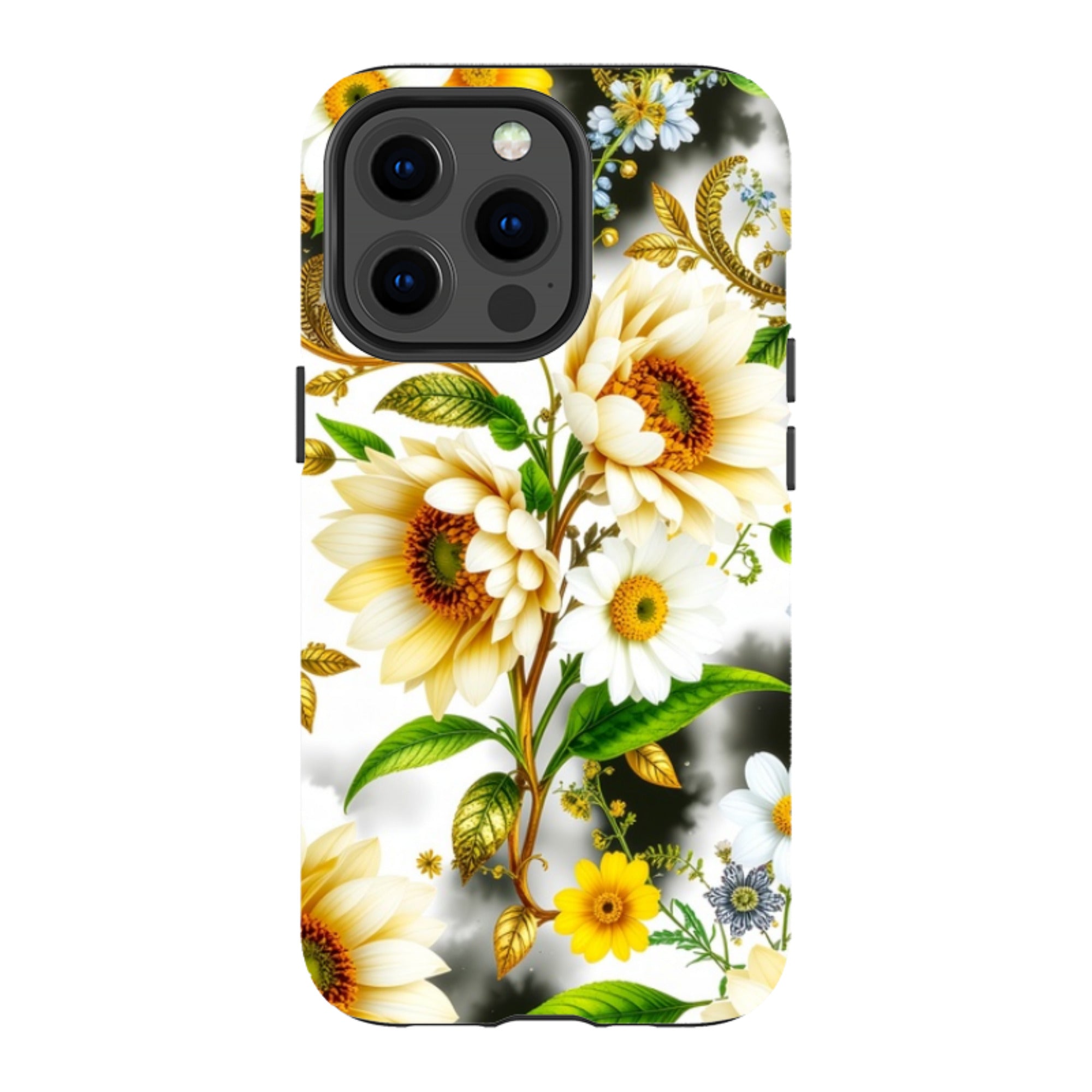 iPhone MagSafe Tough Case - Gold Flowers