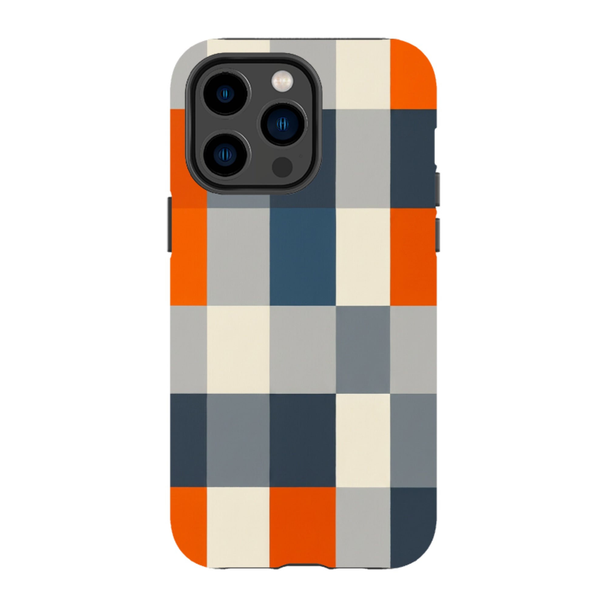 iPhone Tough Case - Navy Blue & Orange Plaid