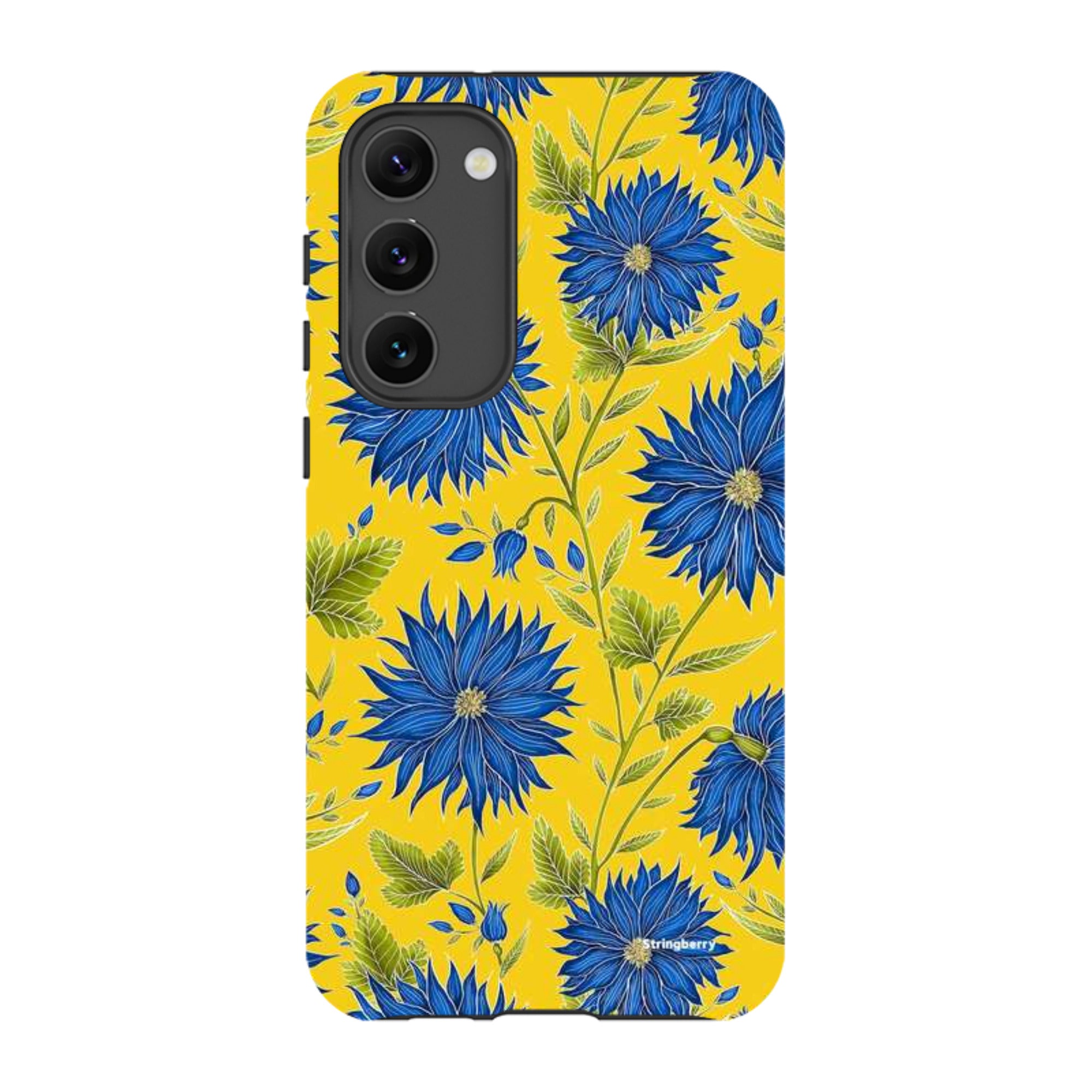 Samsung Tough Case - Blue Flowers Yellow By Catherine Rowe