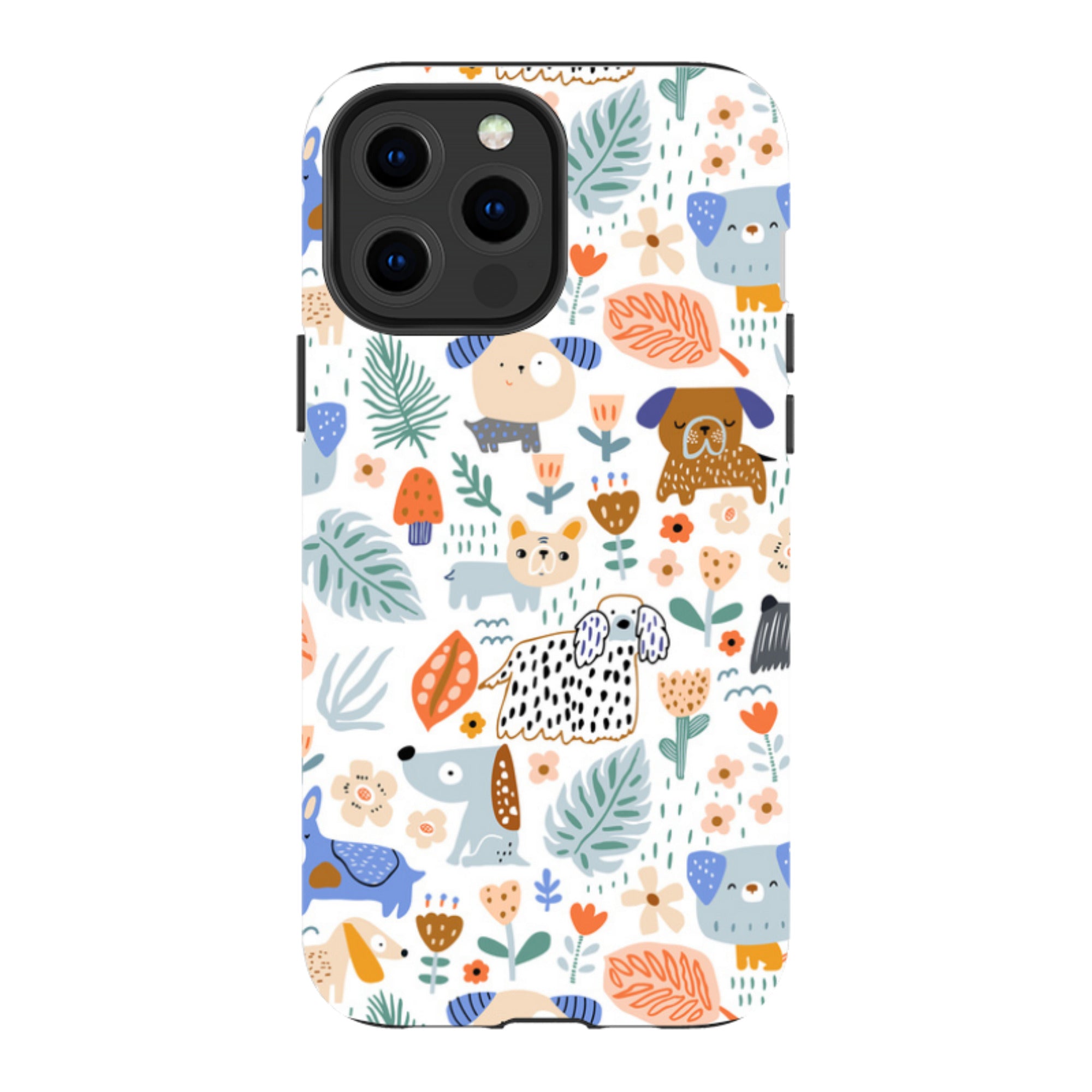 iPhone Tough Case - Dog Floral Pattern