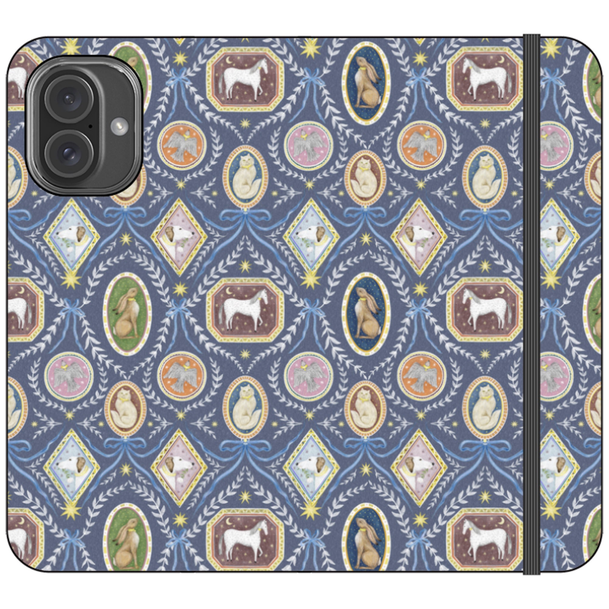 Charleston Dusk Blue Wallet Case By Catherine Rowe