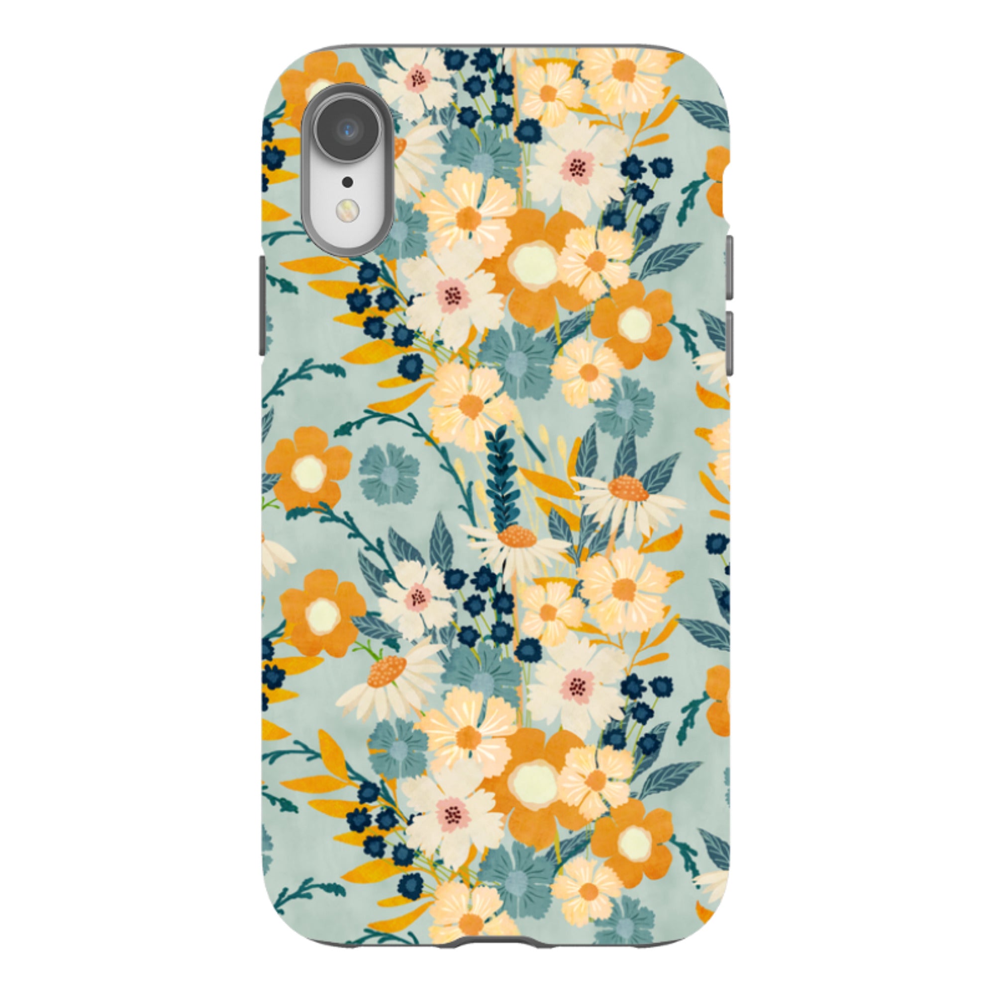 iPhone Tough Case - Yellow And Blue Floral By Katherine Quinn