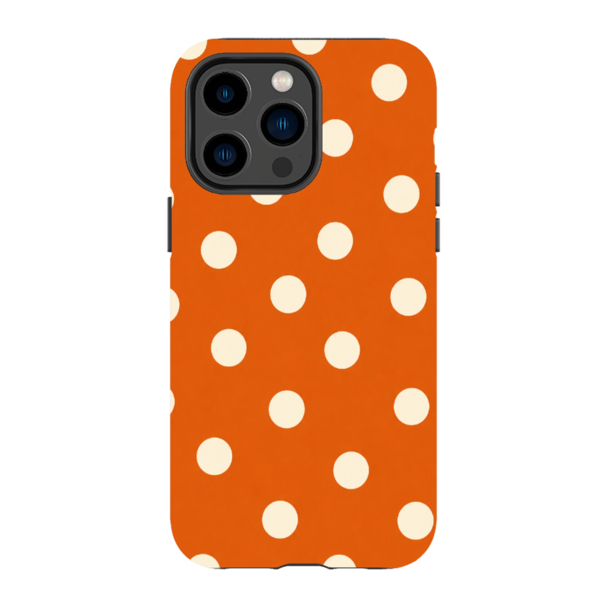 iPhone Tough Case - Orange & Cream Polka Dot