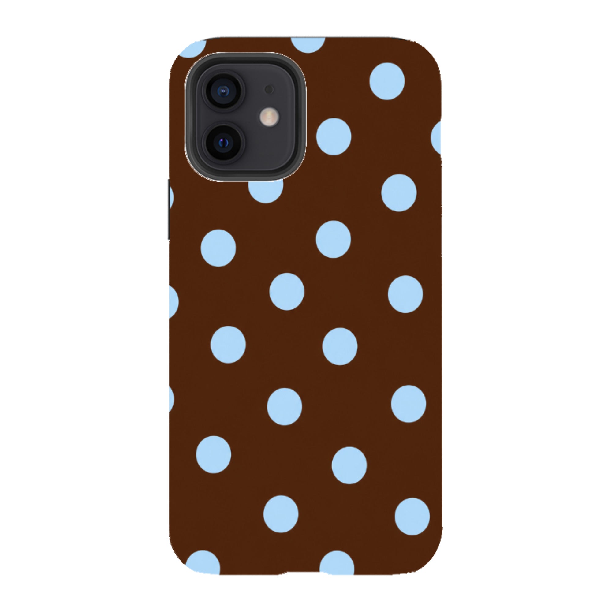 iPhone Tough Case - Chocolate Brown & Baby Blue Polka Dot