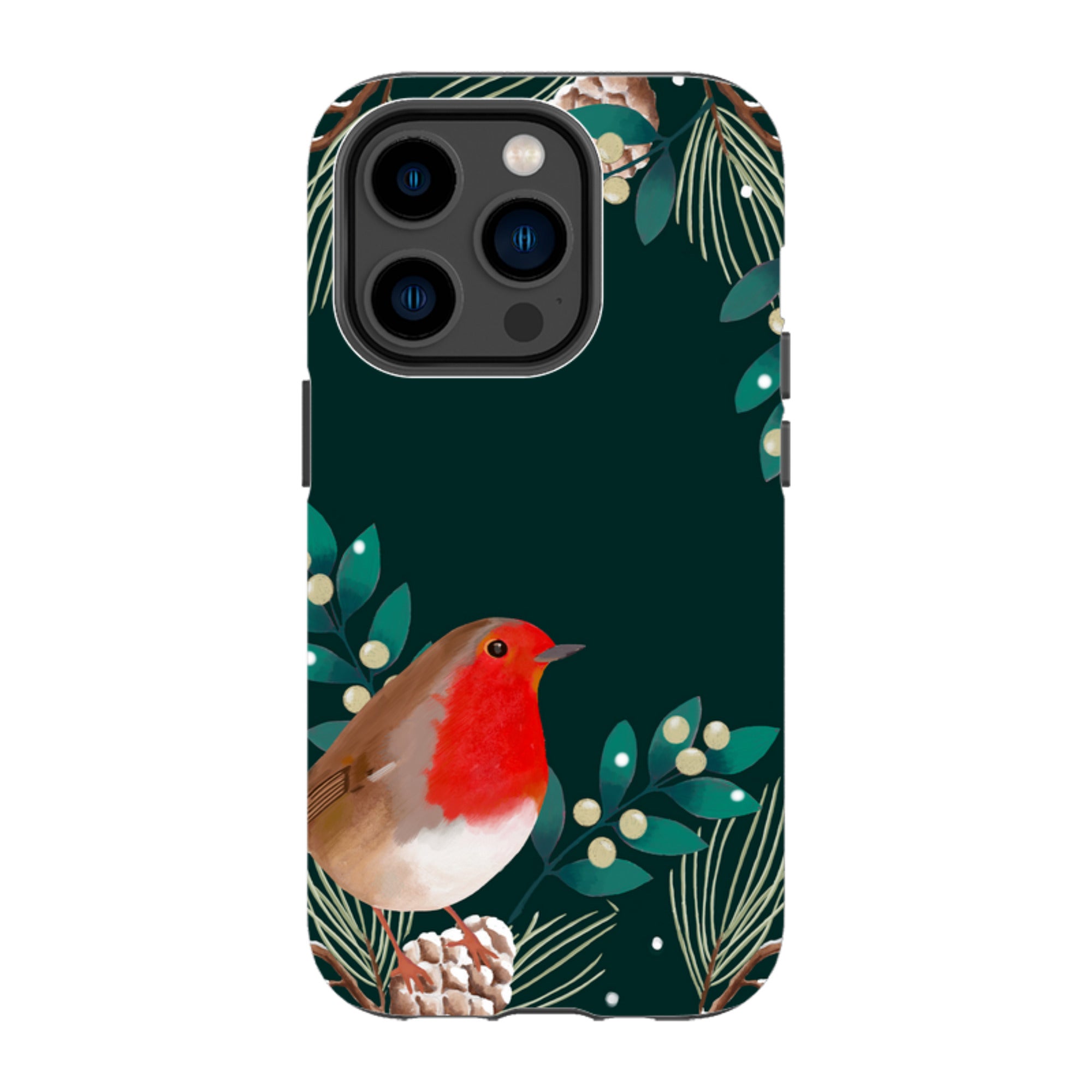 iPhone Tough Case - Robin Pine Cones By Bex Parkin