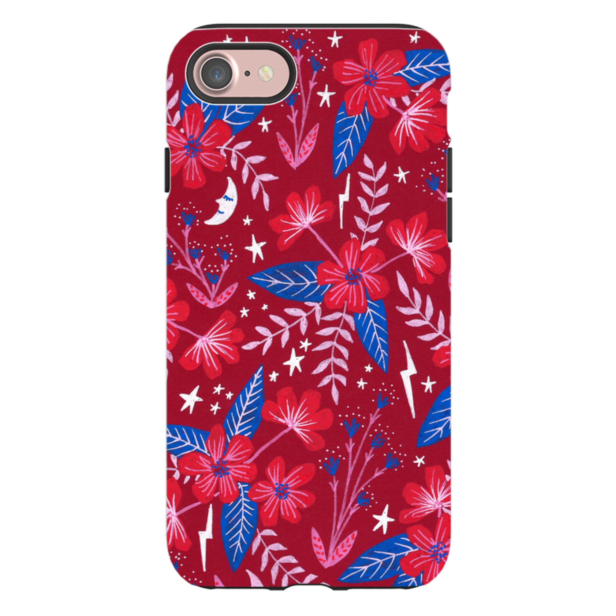 iPhone Tough Case - Red Moon Garden By Lee Foster Wilson