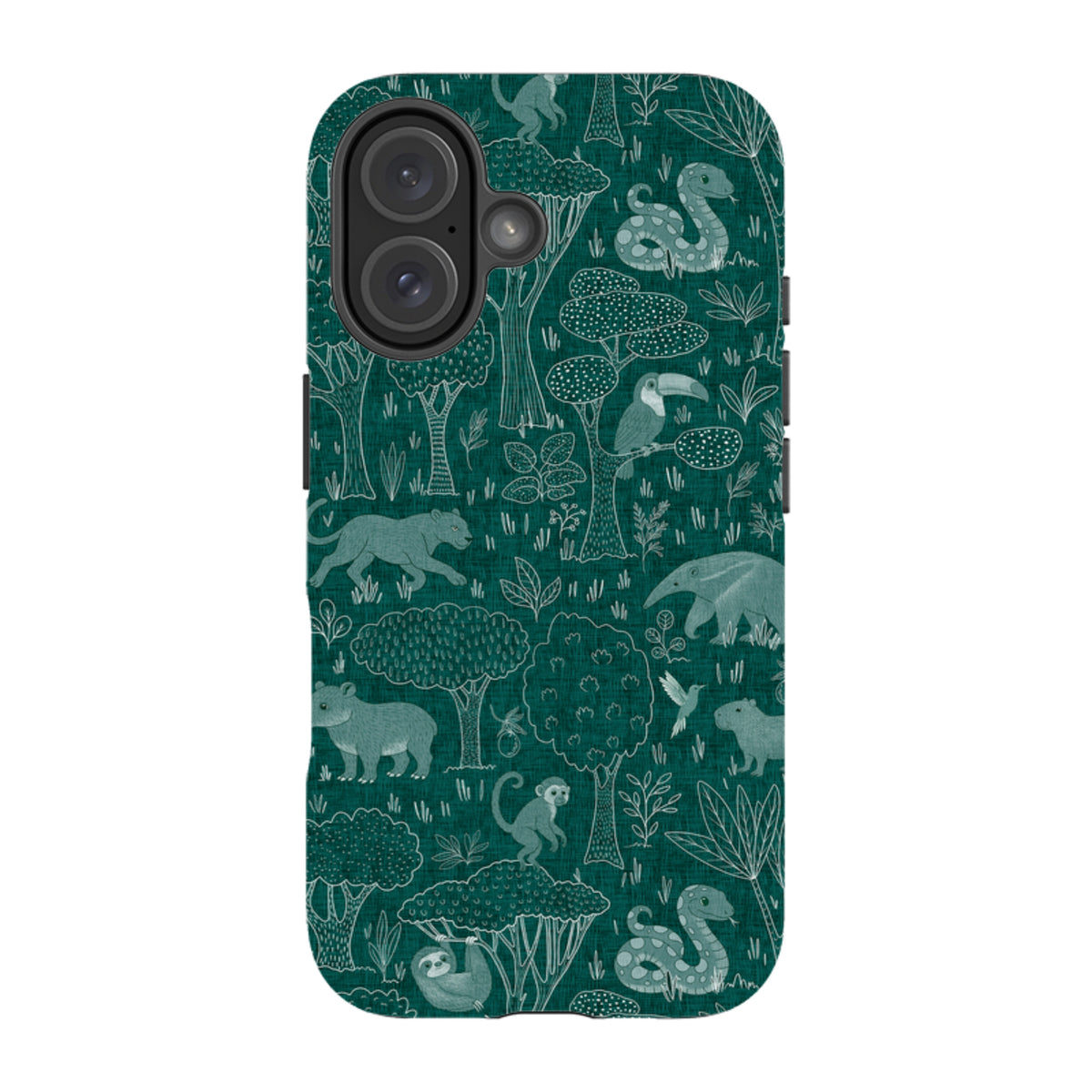 iPhone Tough Case - Tropical Jungle Animals teal By Katherine Quinn