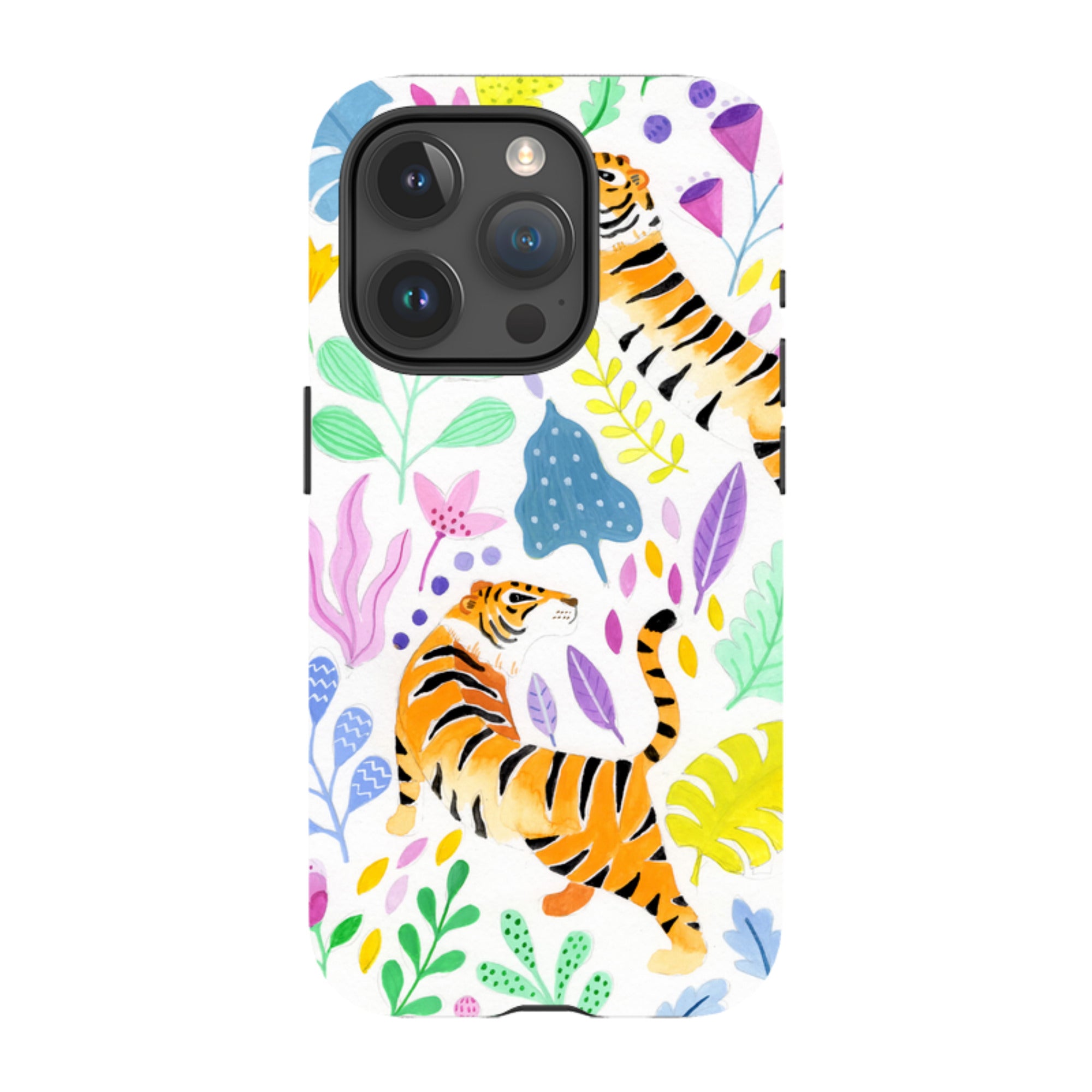 iPhone Tough Case - Tigers And Flowers By Bex Parkin
