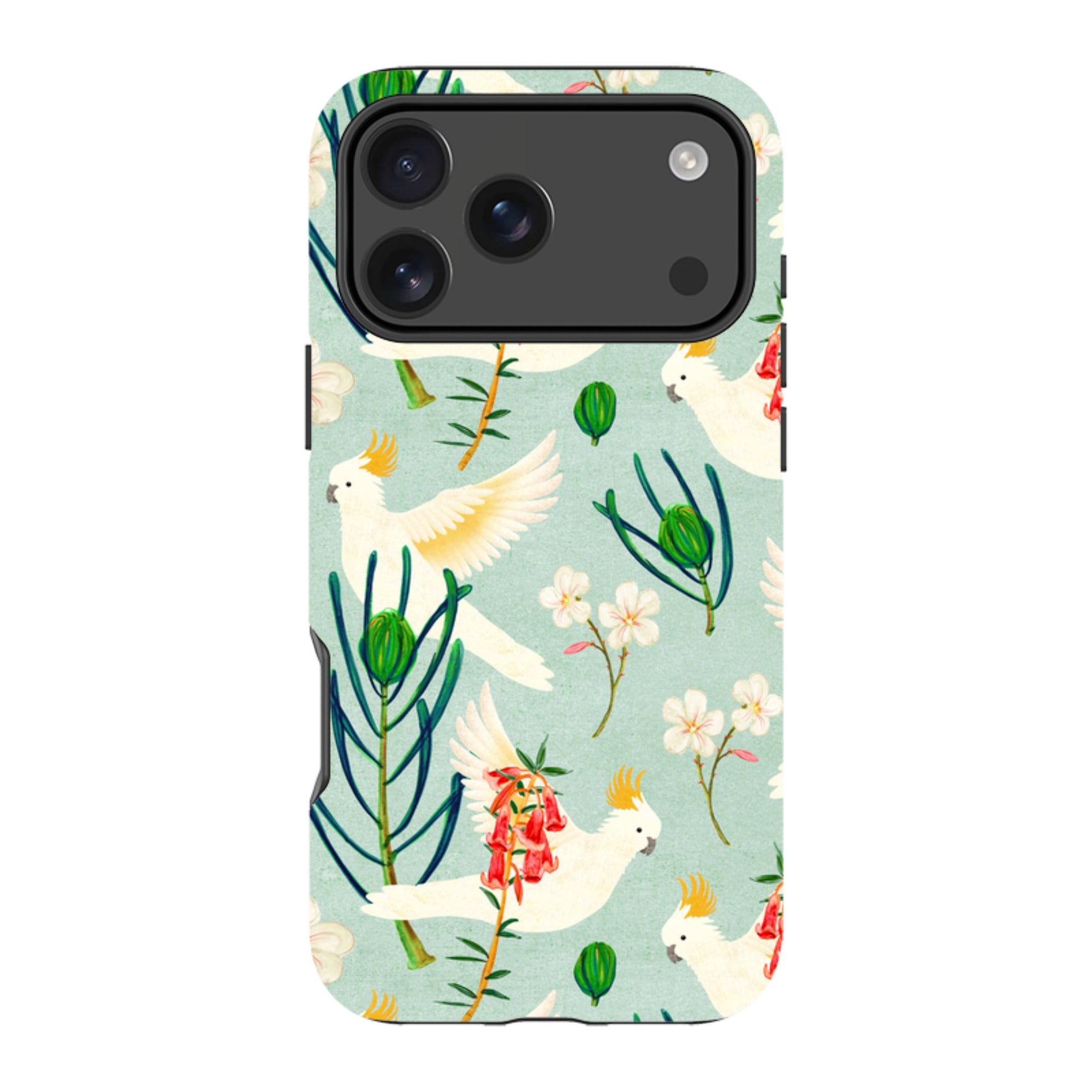 iPhone MagSafe Tough Case - Cockatoo and Flowers By Katherine Quinn