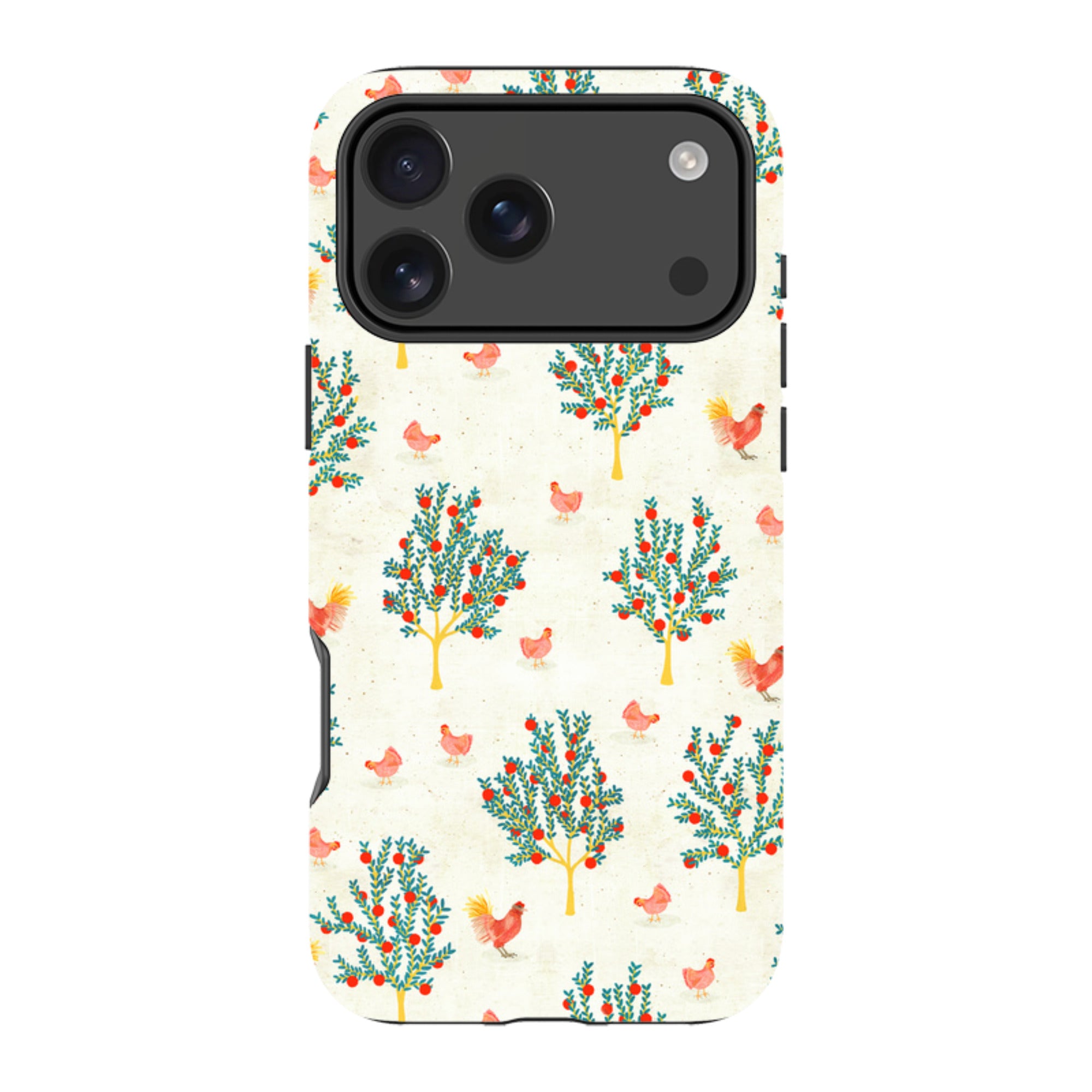 iPhone Tough Case - Apple Trees and Chickens Cream By Katherine Quinn