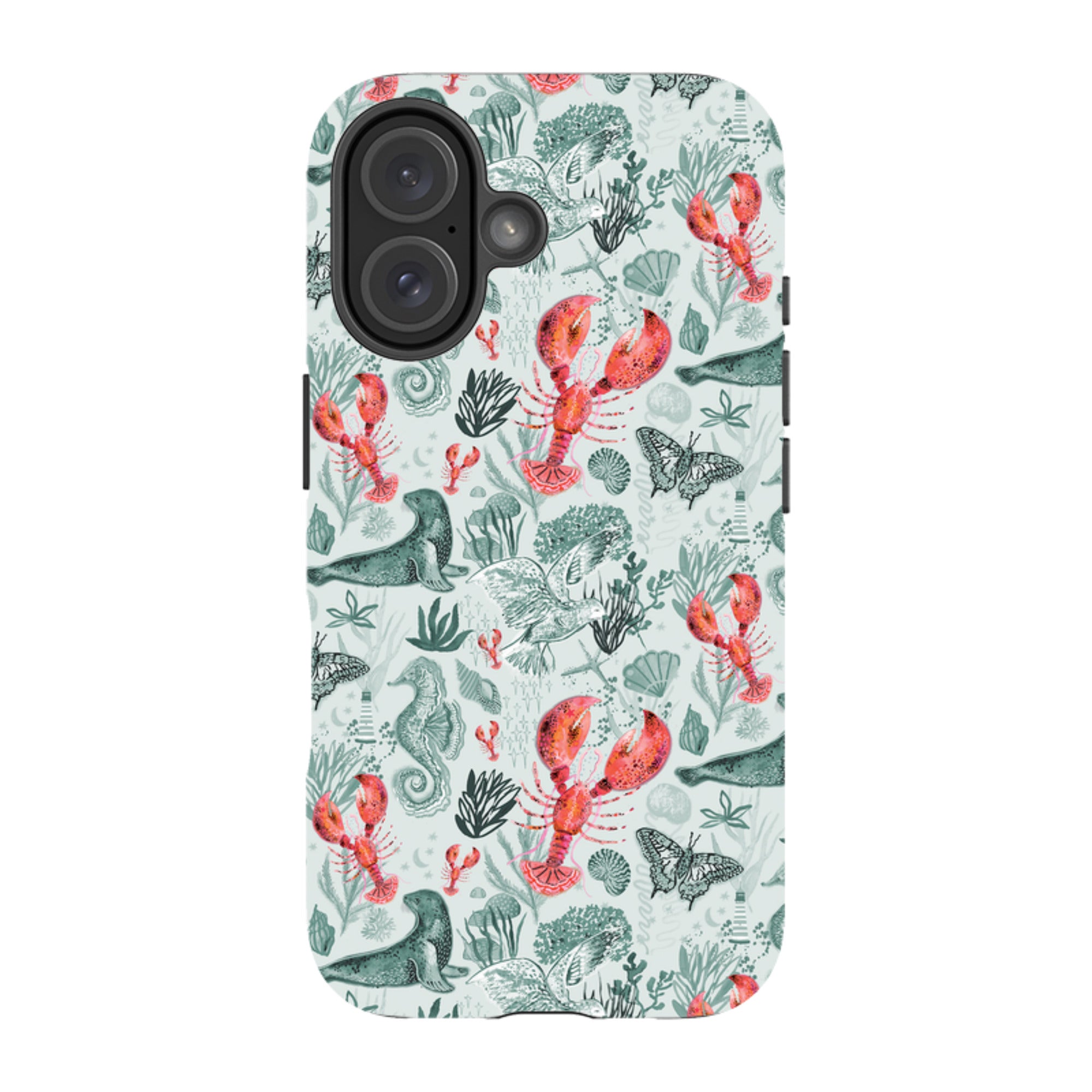 iPhone Case - Teal Seals and Lovely Lobsters By Emma Frances Grant