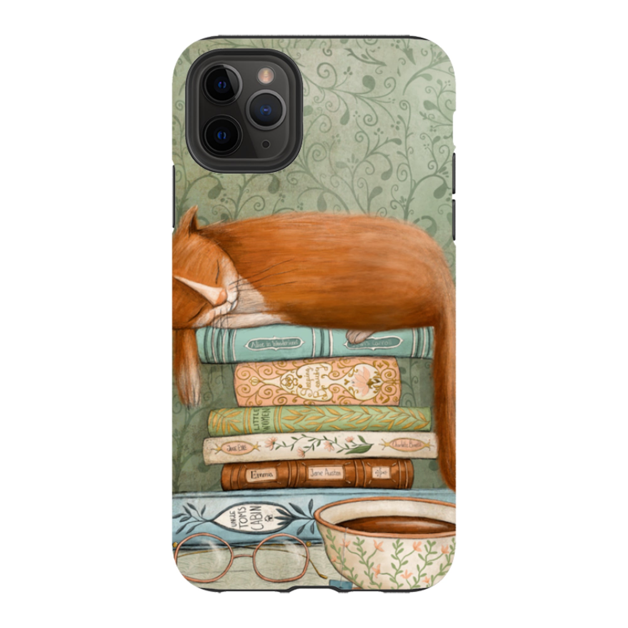 iPhone Tough Case - Cat and Books By Maja Lindberg