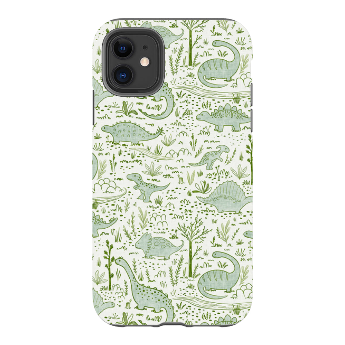 iPhone Tough Case - Dinosaur line green By Katherine Quinn
