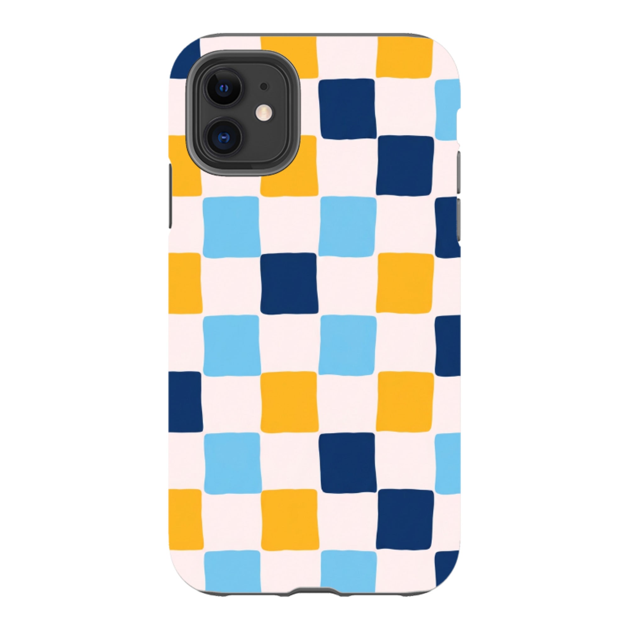 iPhone Tough Case - Blue & Yellow Checkerboard