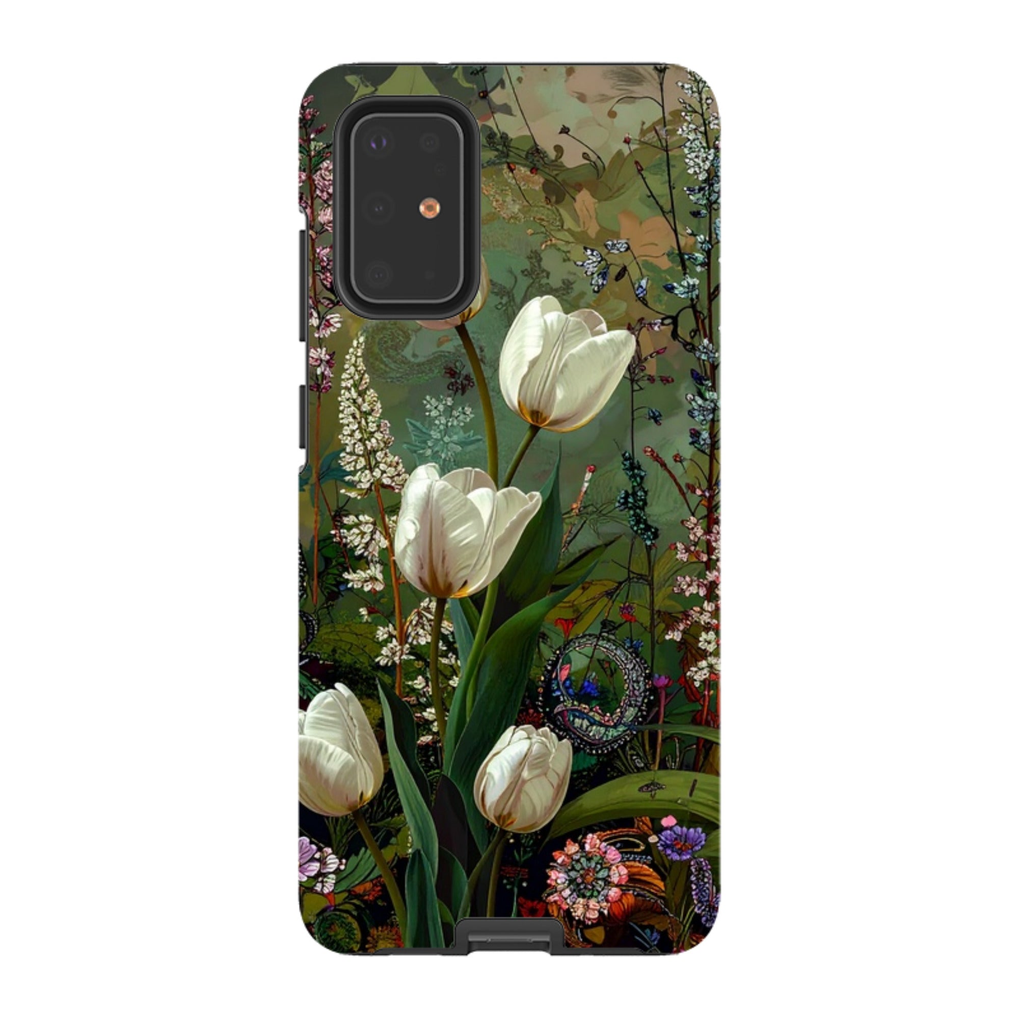 Samsung Tough Case - Green Vyne white Tulips