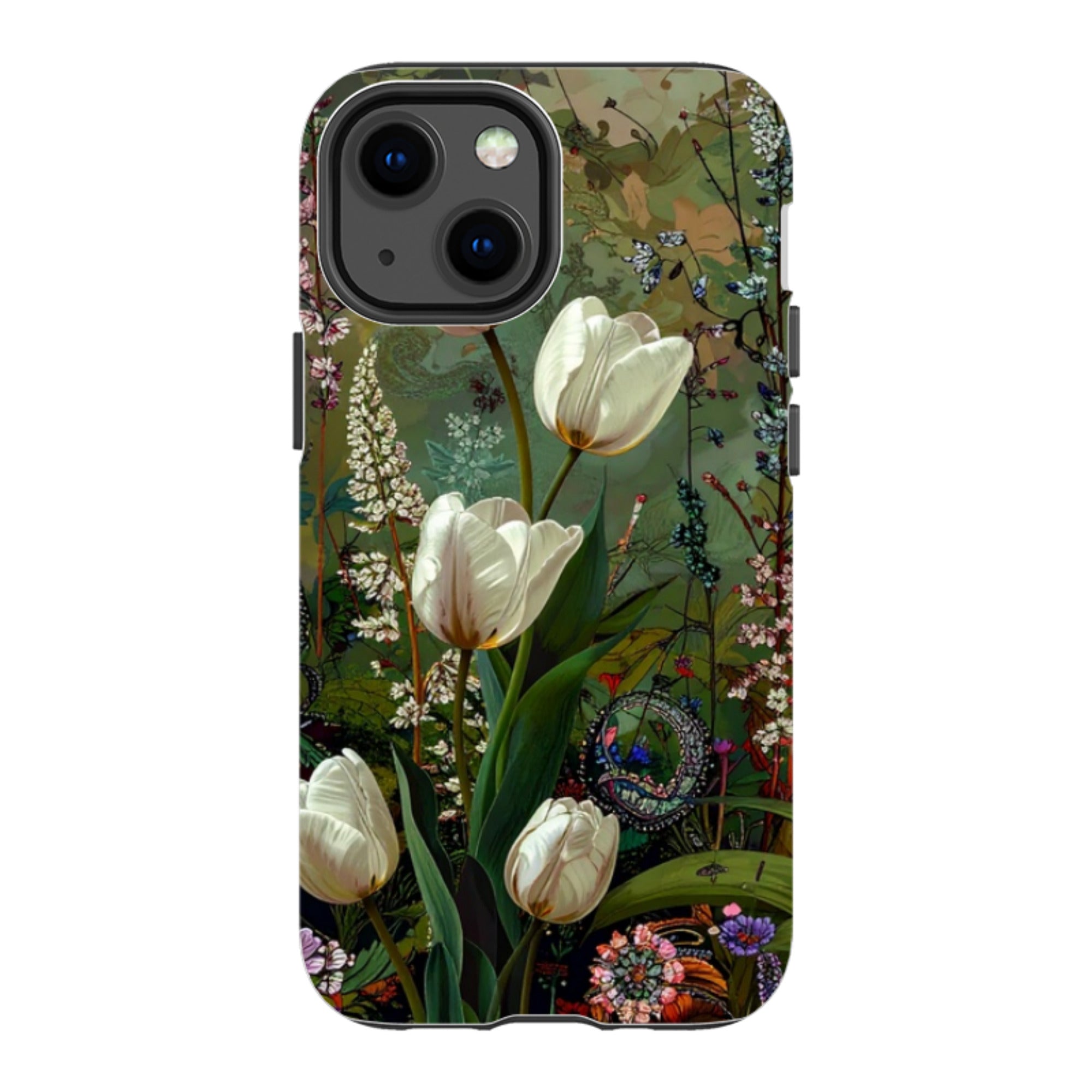 iPhone Tough Case - Green Vyne White Tulips