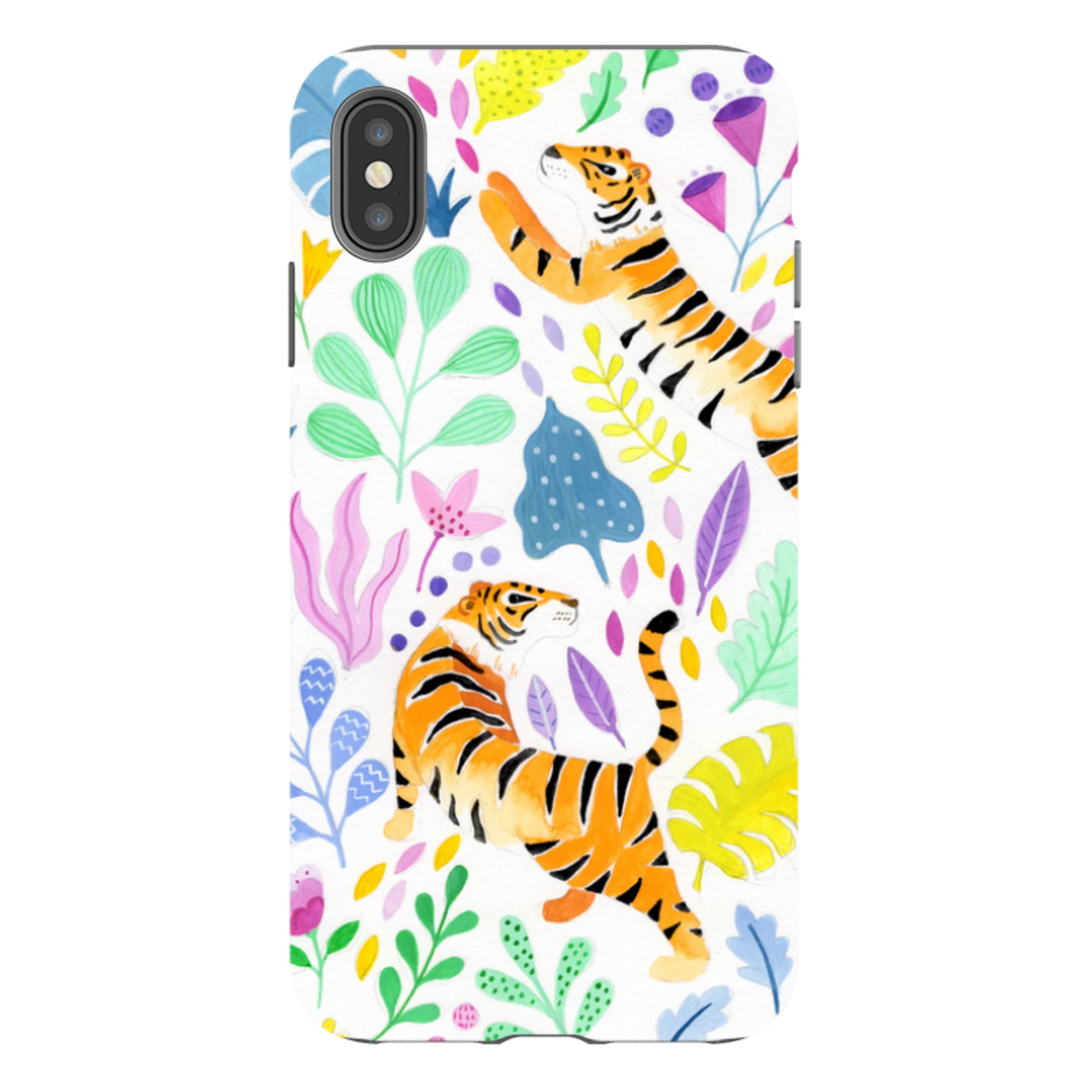 iPhone Tough Case - Tigers And Flowers By Bex Parkin