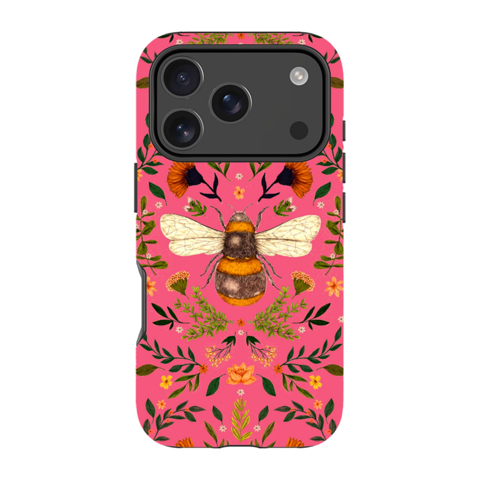 iPhone Tough Case - Botanical Bee Peach By Jade Mosinski