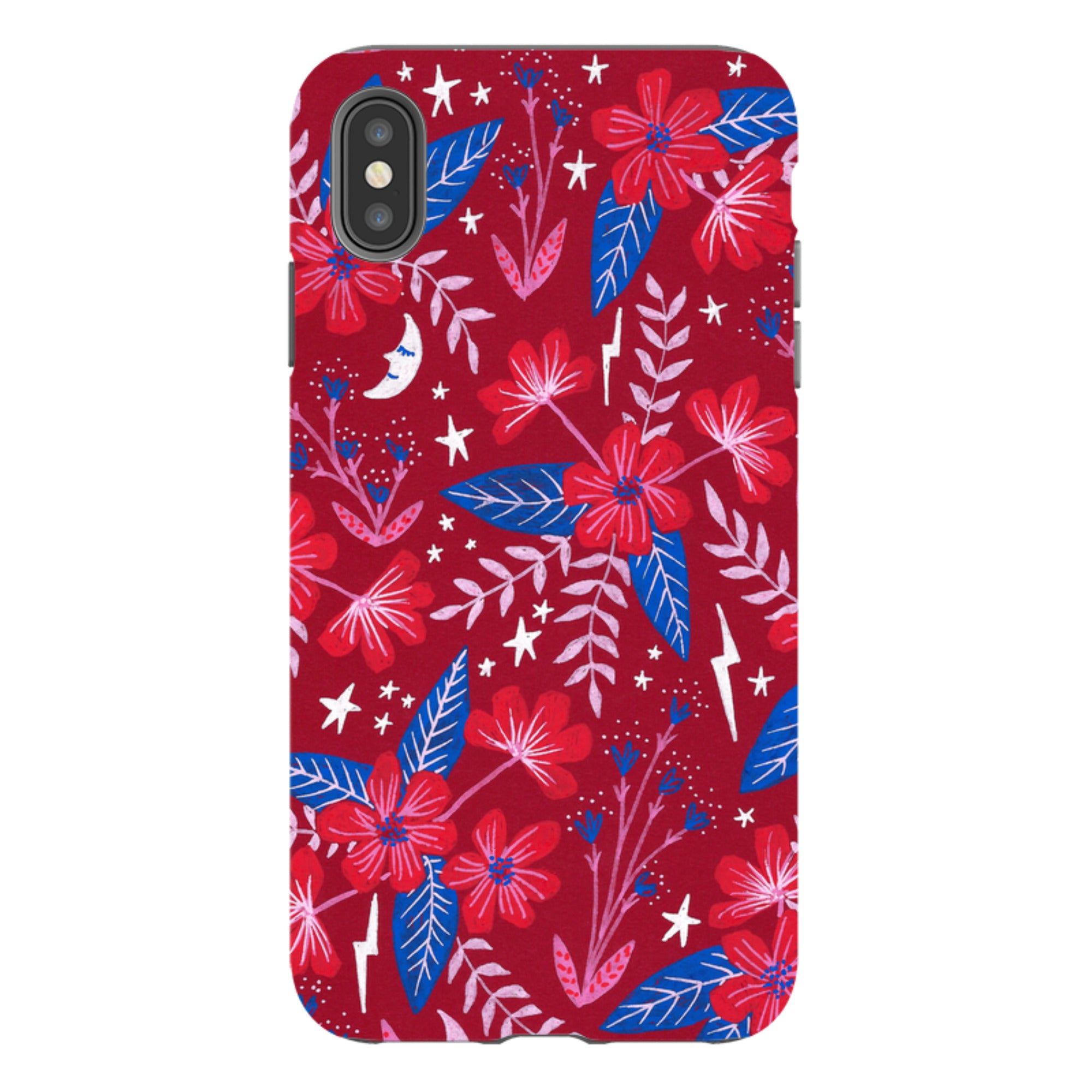 iPhone Tough Case - Red Moon Garden By Lee Foster Wilson