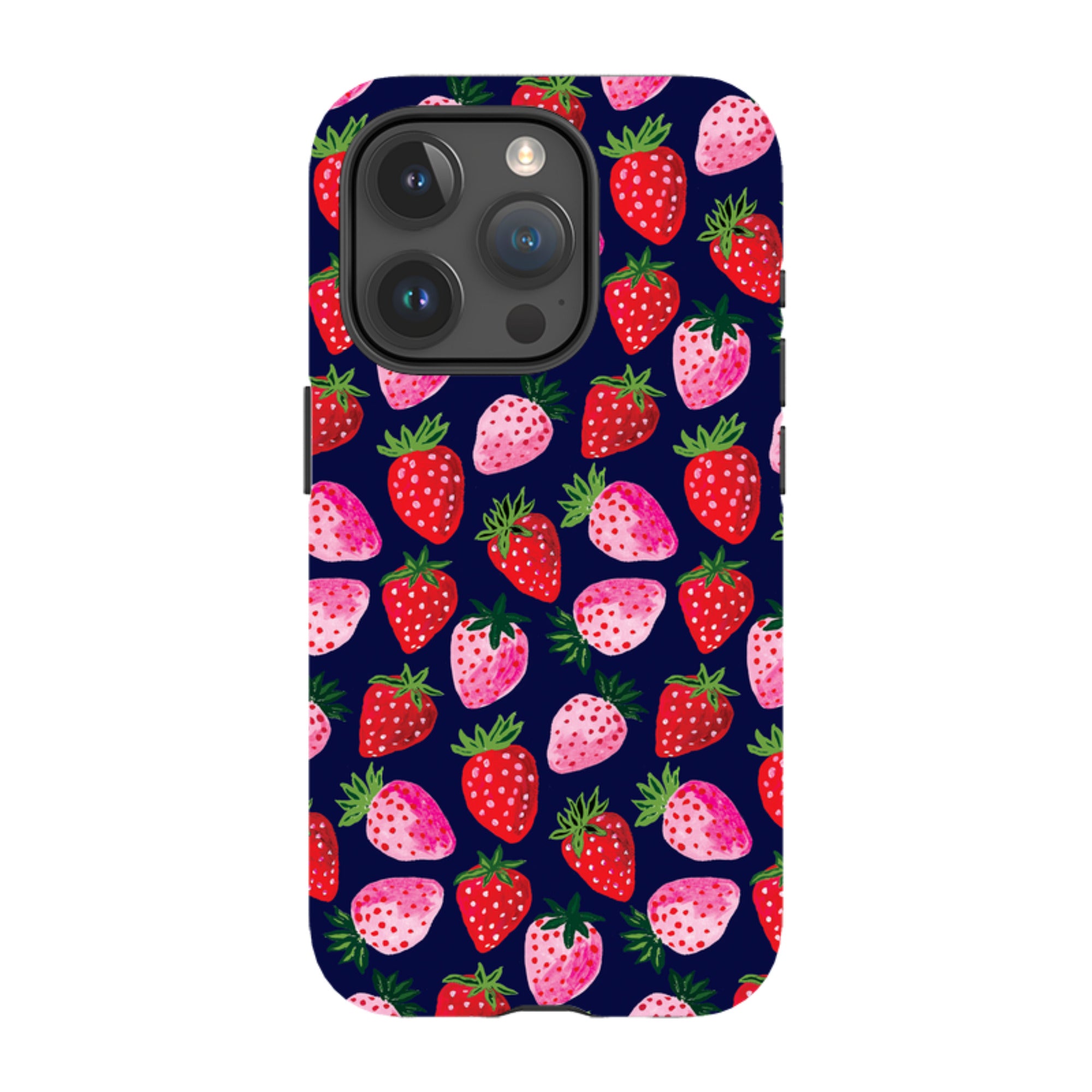 iPhone Tough Case - Strawberry Scatter Navy By Emma Frances Grant