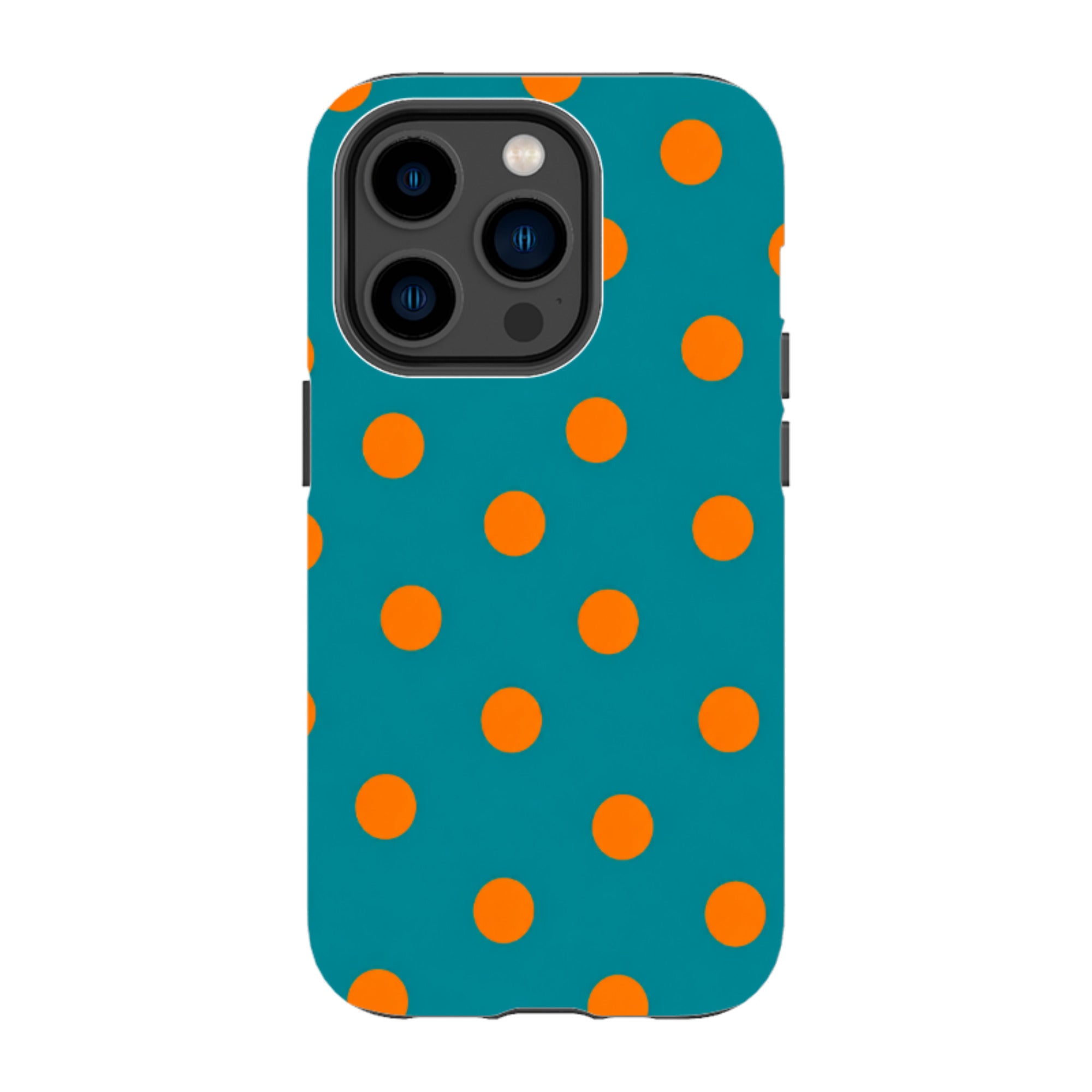 iPhone Tough Case - Teal & Orange Polka Dot