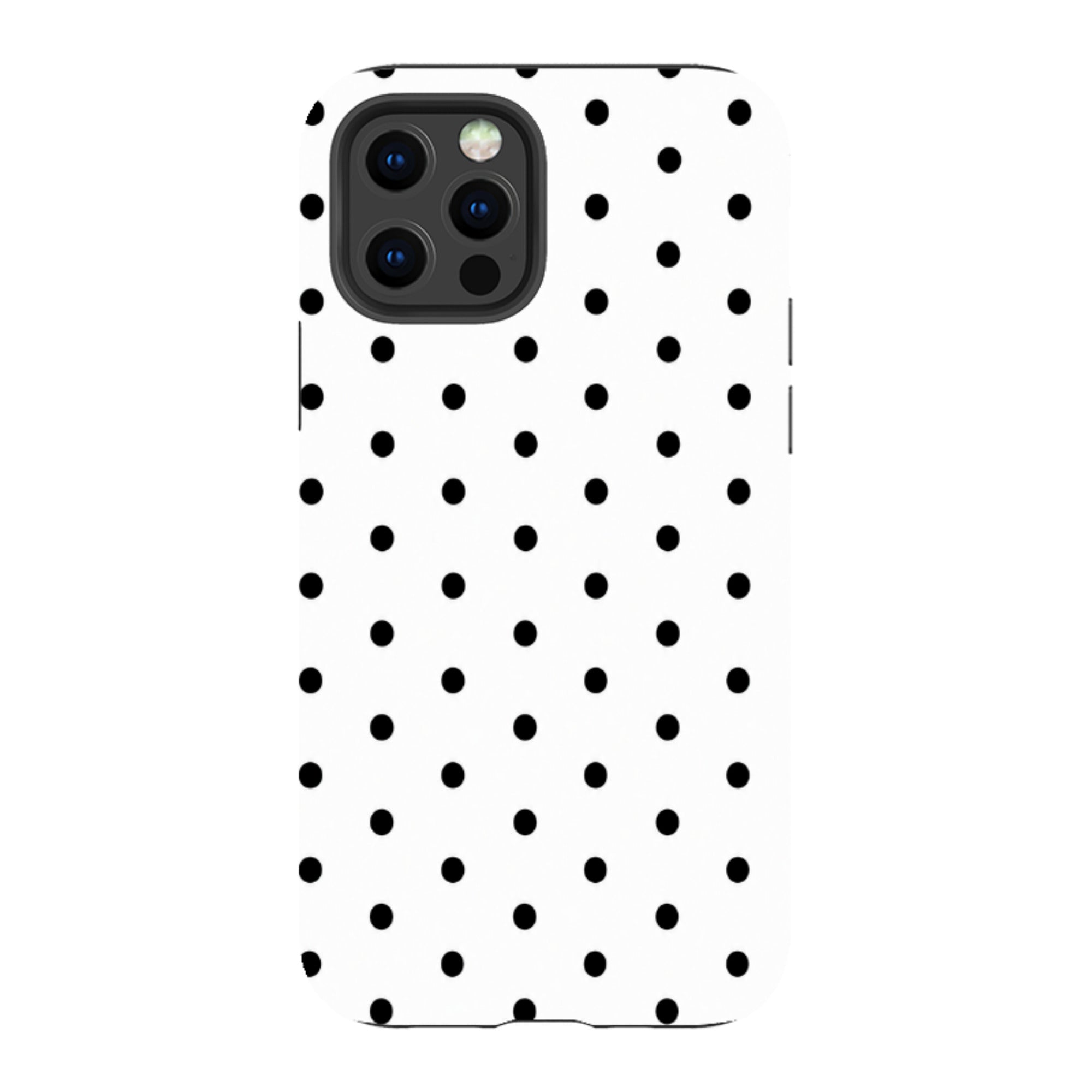 iPhone Tough Case - White & Black Polka Dot