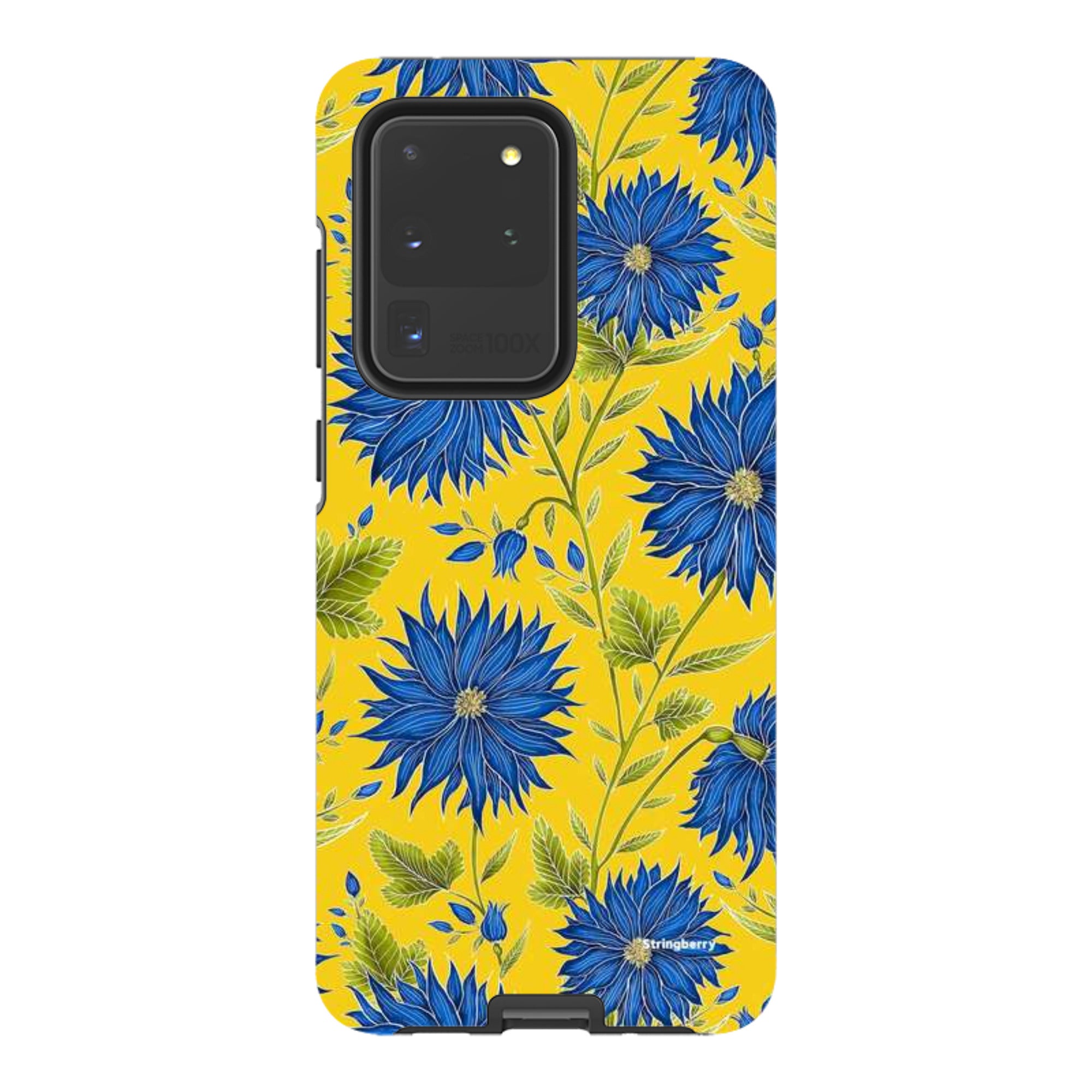 Samsung Tough Case - Blue Flowers Yellow By Catherine Rowe