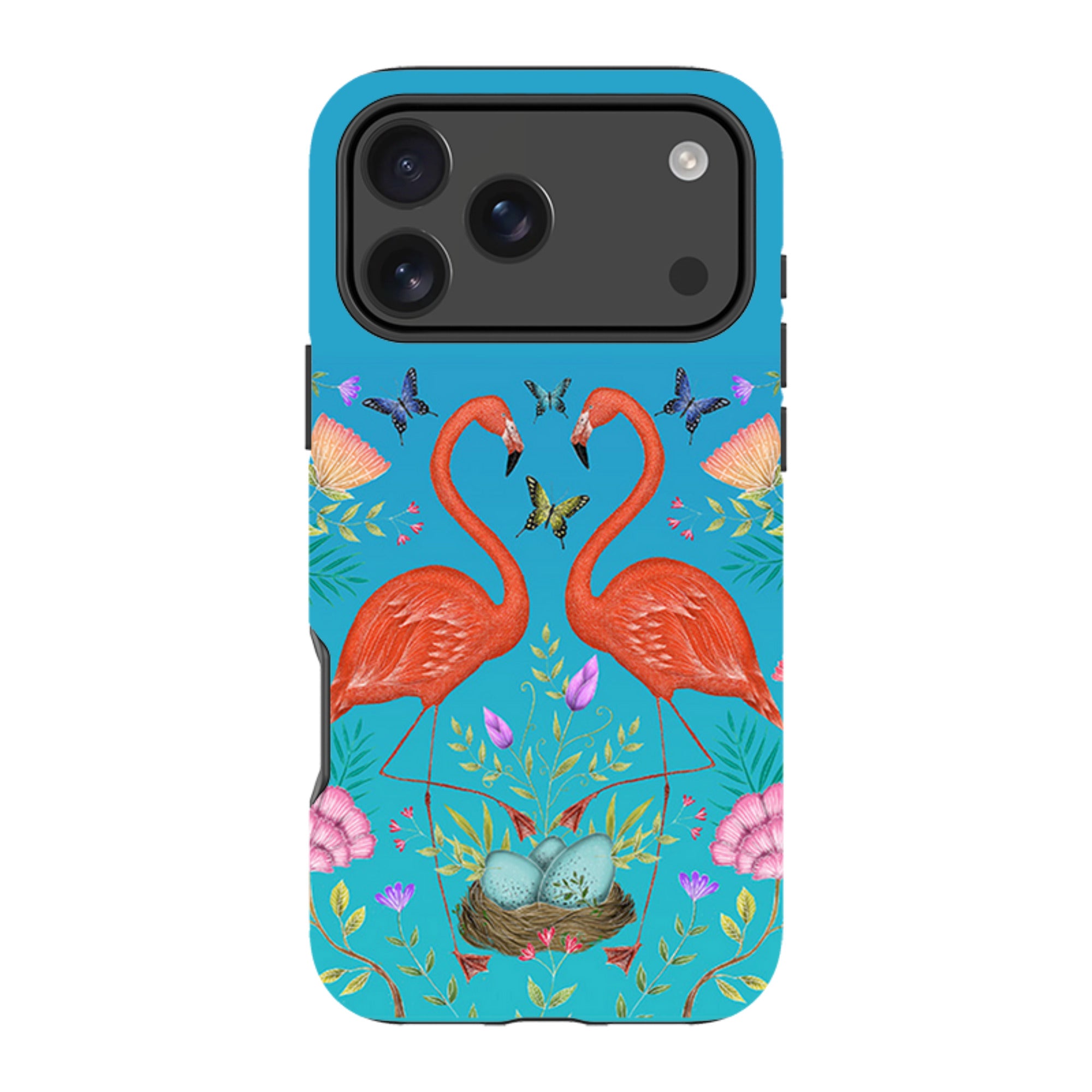 iPhone Tough Case - Flamingos And Flowers By Catherine Rowe