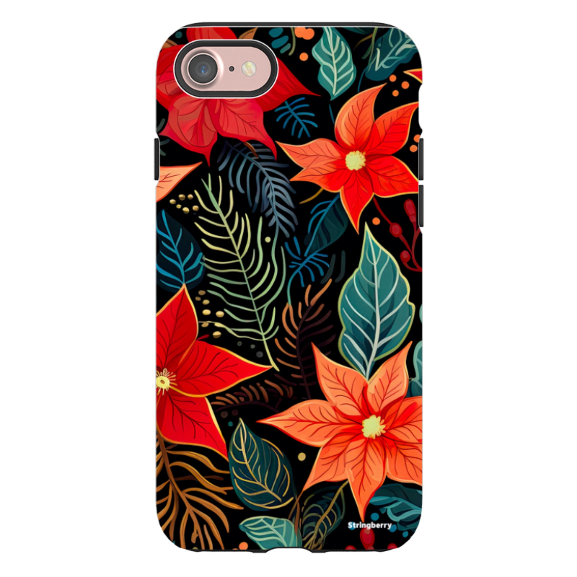 iPhone Tough Case - Red Winter Floral