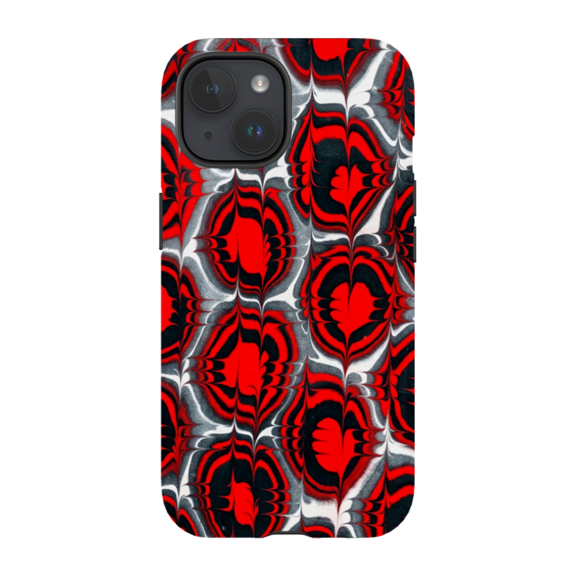iPhone Tough Case - Red & Black Marble