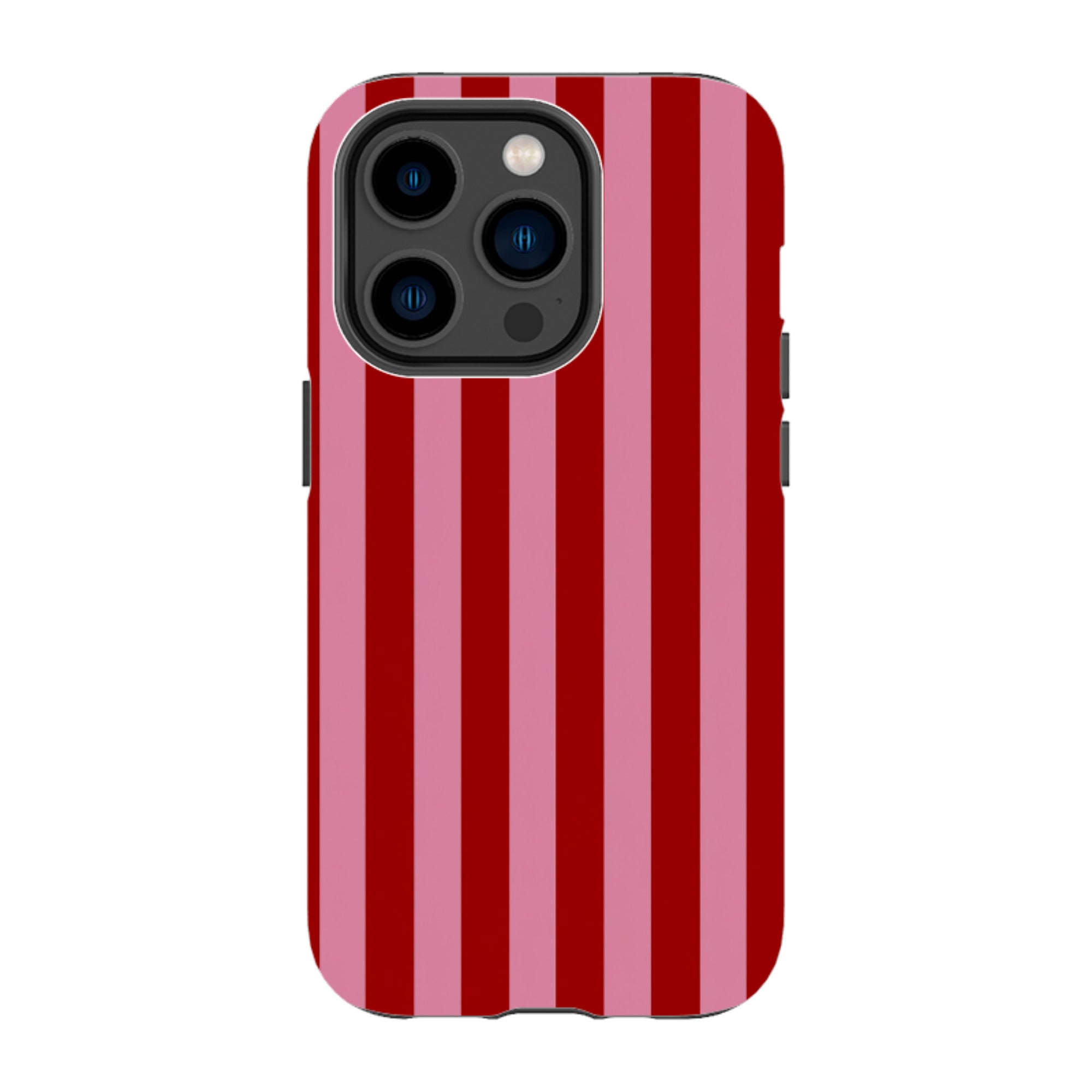 iPhone Tough Case - Burgundy & Pink Stripe