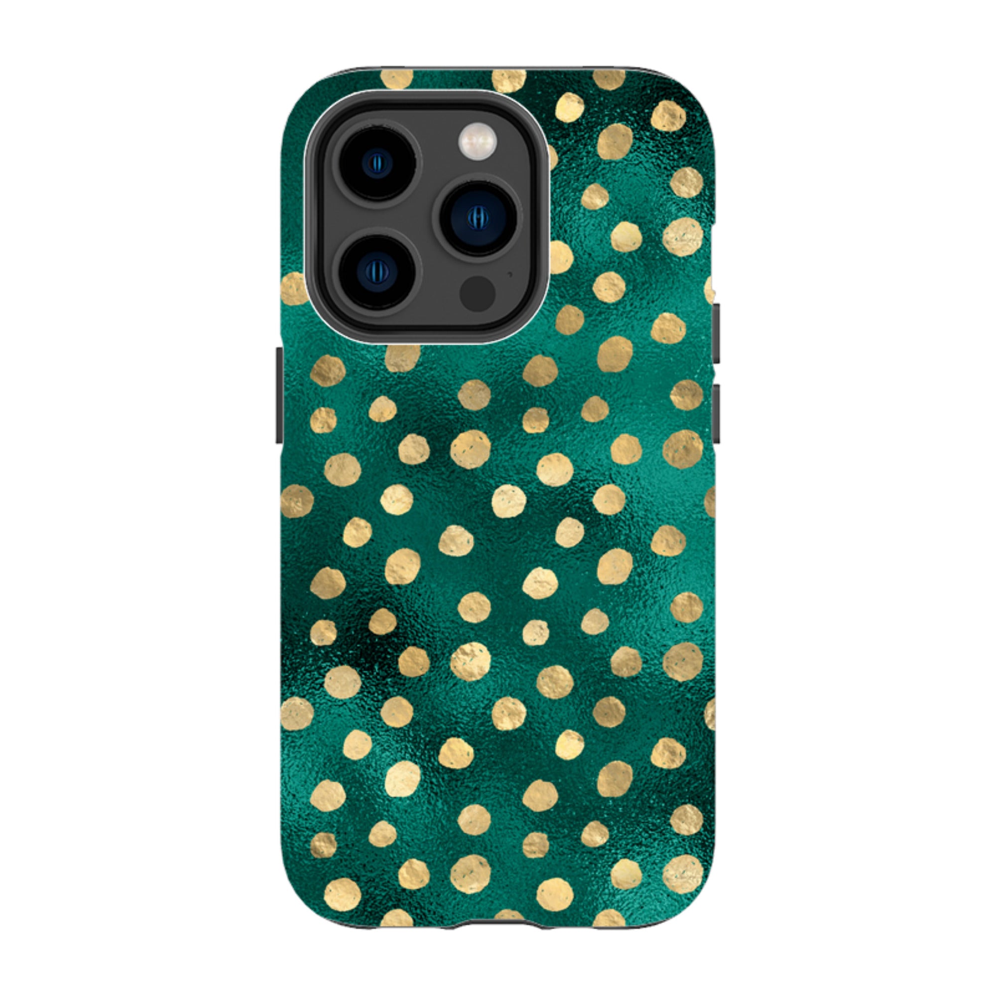 iPhone Tough Case - Forest and Gold Dots