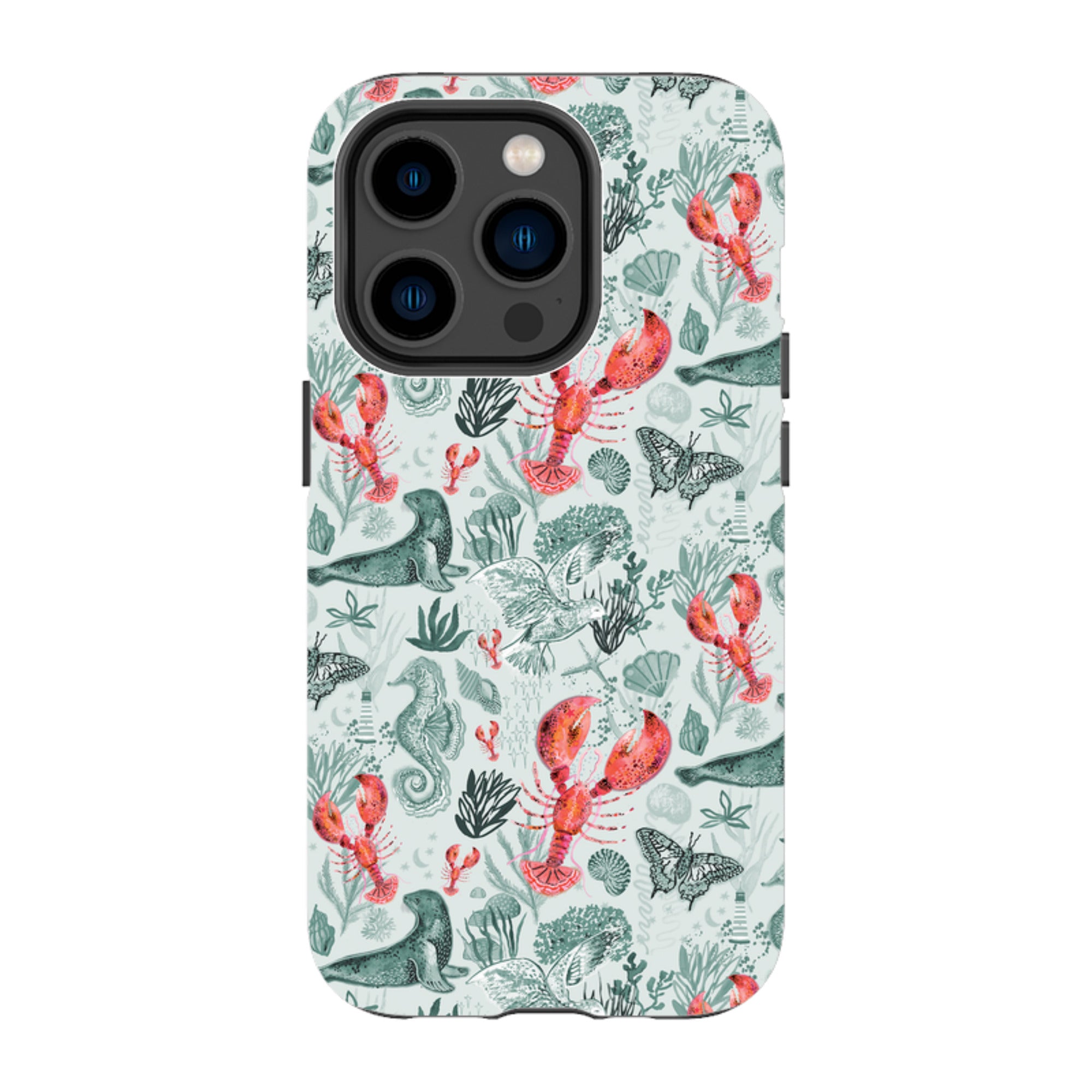 iPhone Case - Teal Seals and Lovely Lobsters By Emma Frances Grant