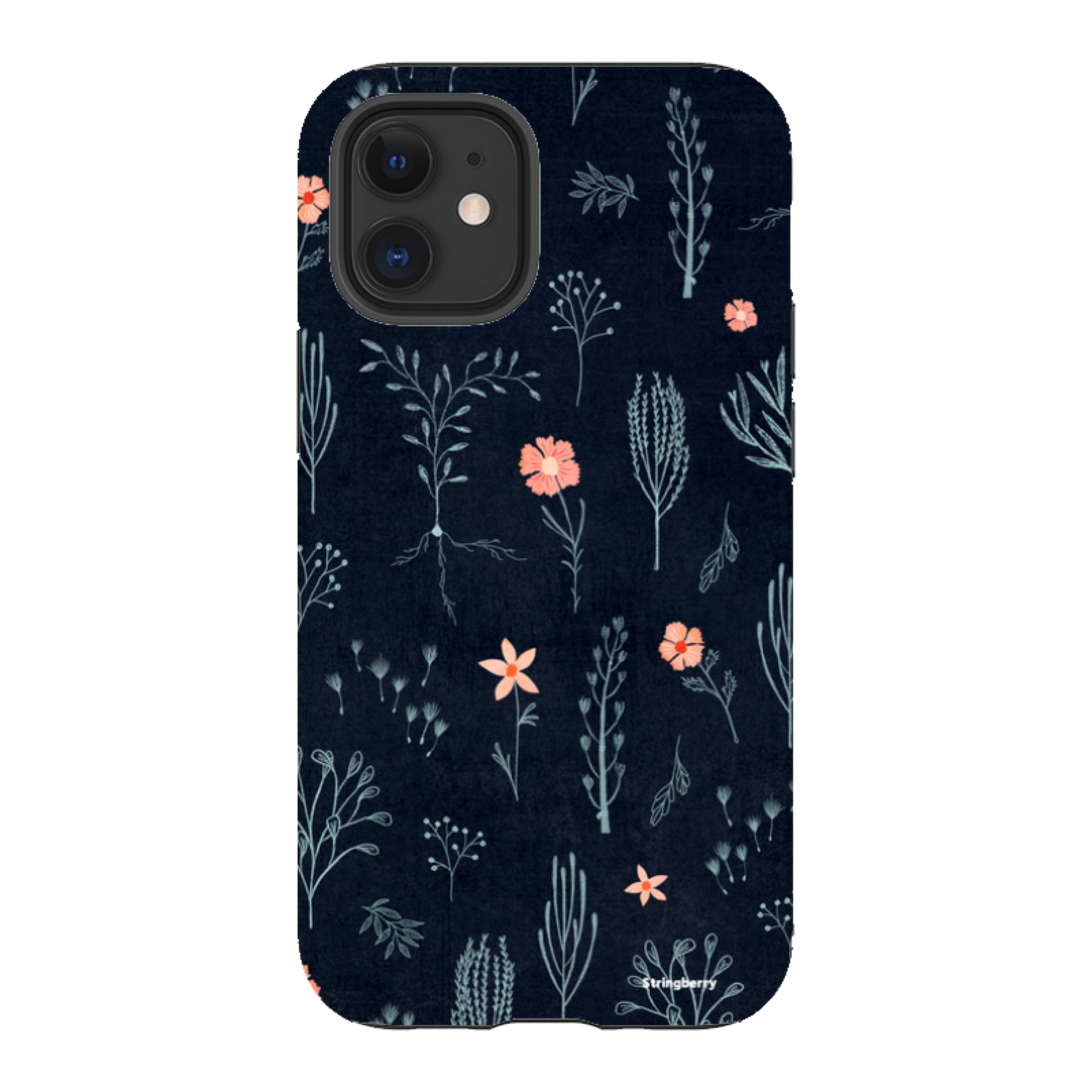iPhone Tough Case - Floral Light Blue And Pink By Katherine Quinn