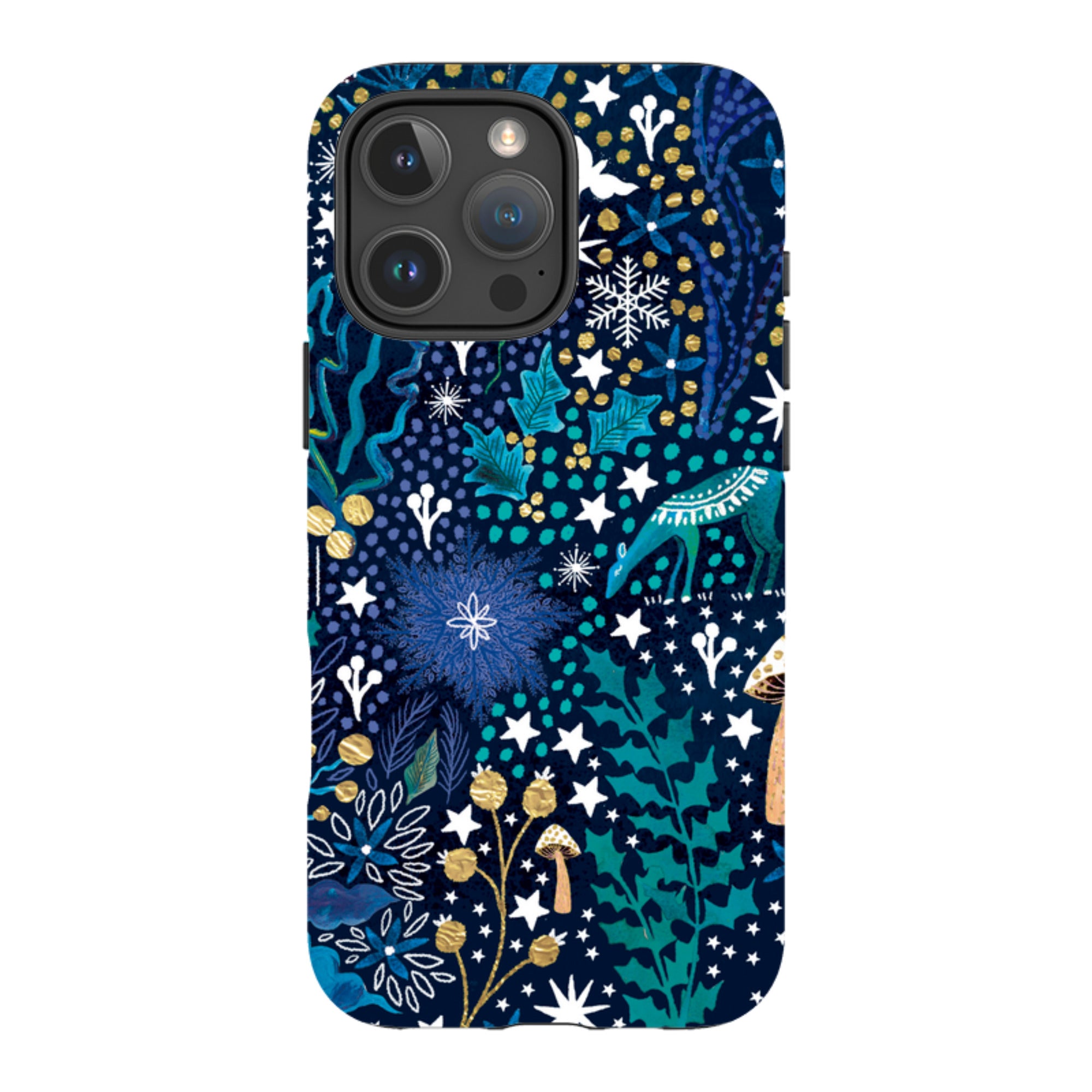 iPhone Tough Case - Winter Flowers Teal By Emma Frances Grant