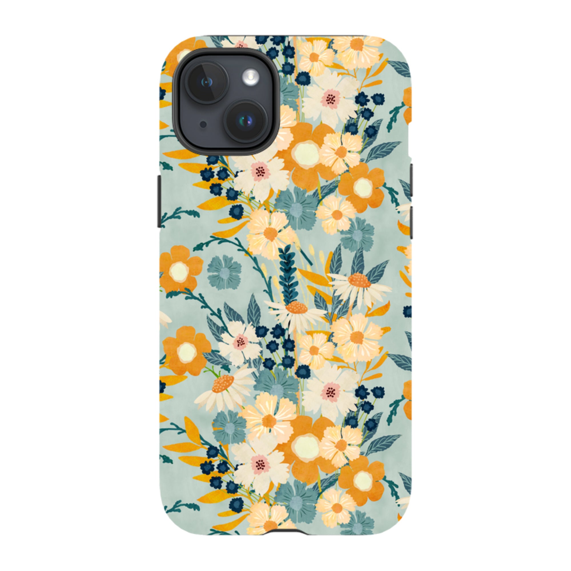 iPhone MagSafe Tough Case - Yellow And Blue Floral By Katherine Quinn